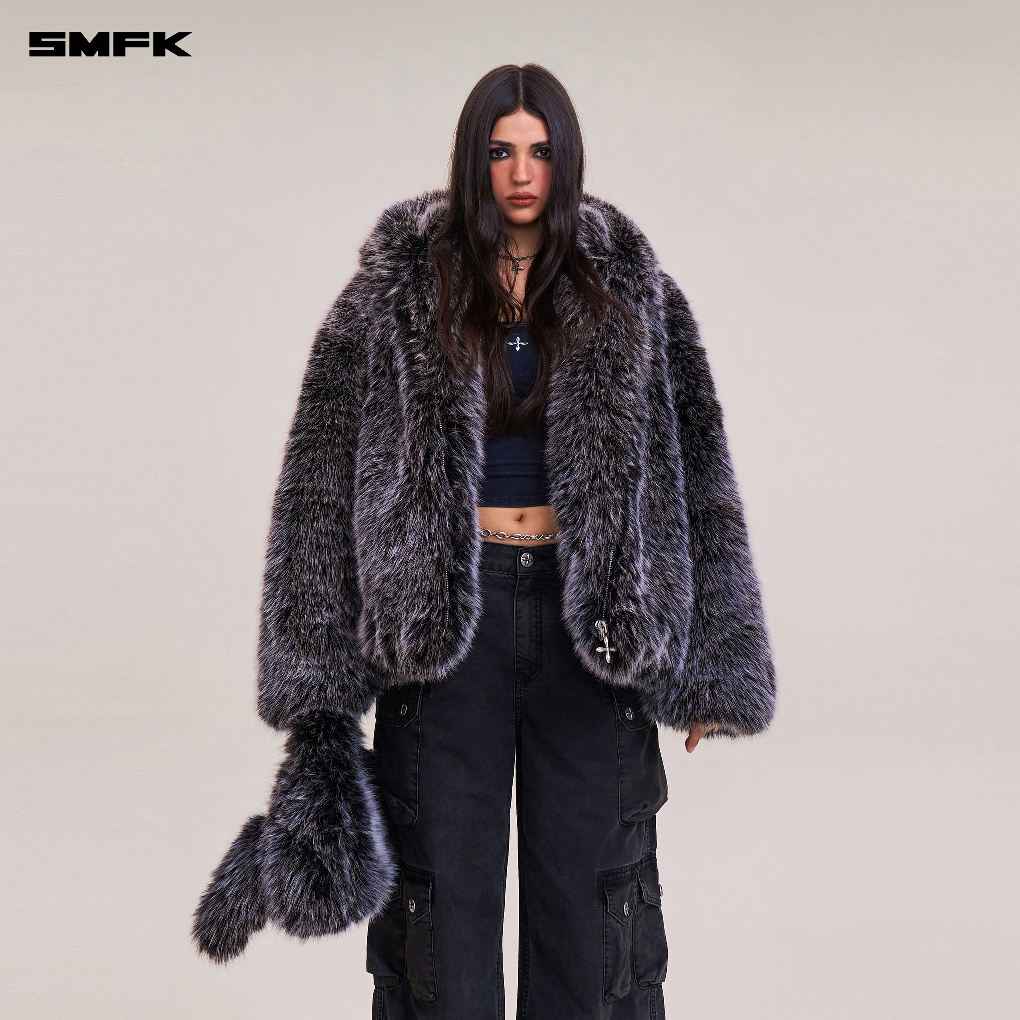 COMPASS MODE WASTELAND FURRY LOOSE HOODIE SILVER FOX – SMFK Official