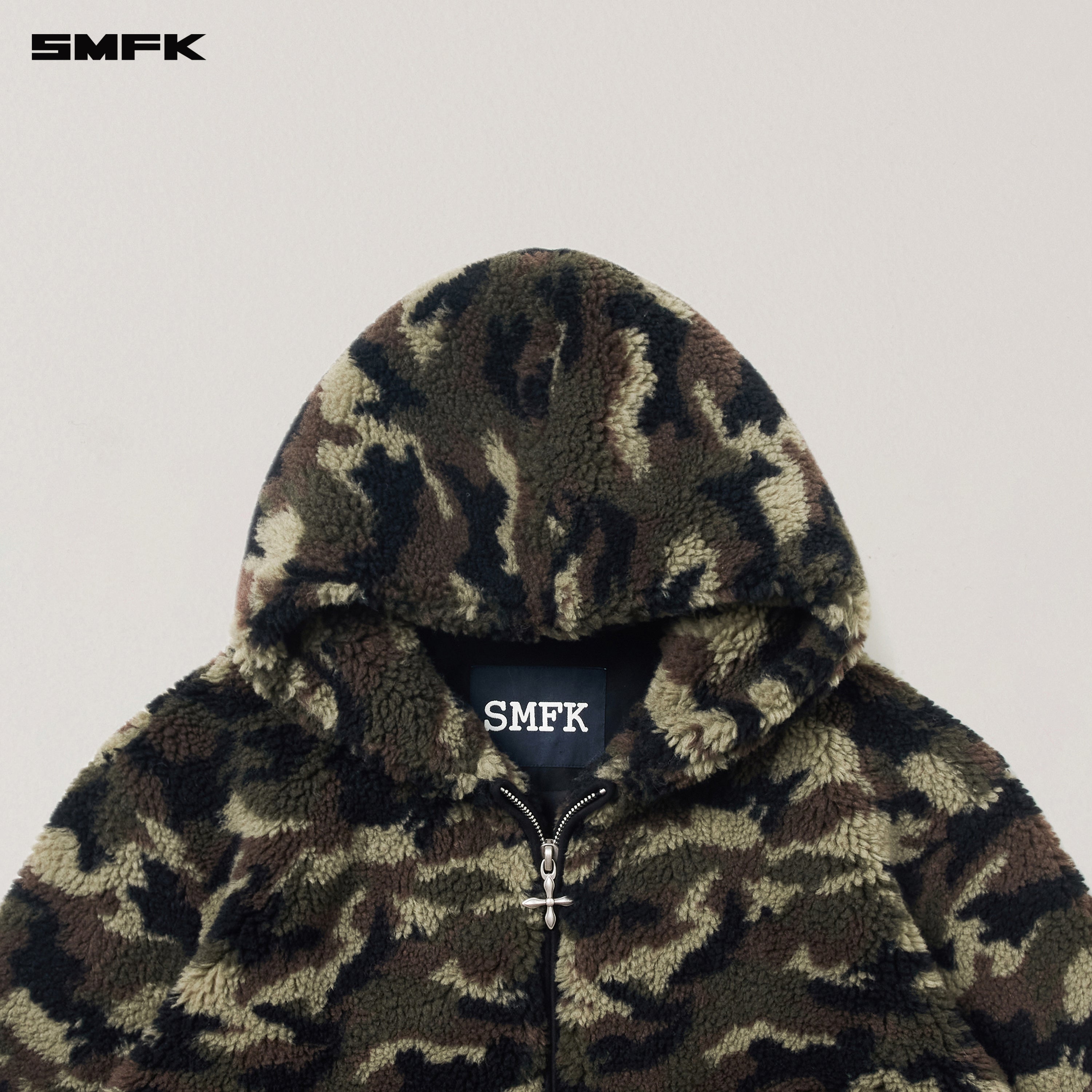 クロススタチューホーボーウールジャカードカモフラージュワイドボディパーカーランドカモフラージュ