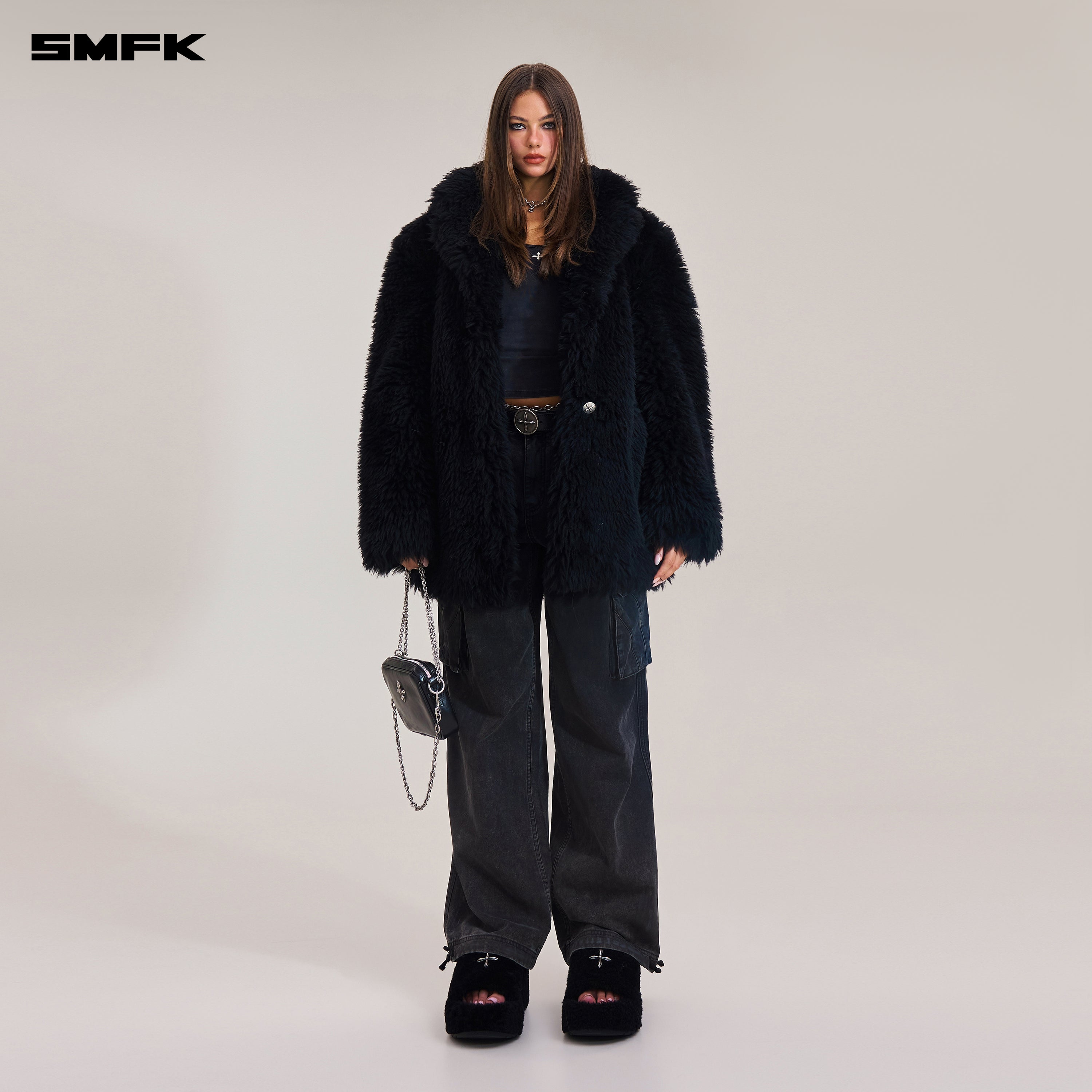 クロススタチューオリジナルウールワイドレッグスーツ/オールウールウィルダネスブラック