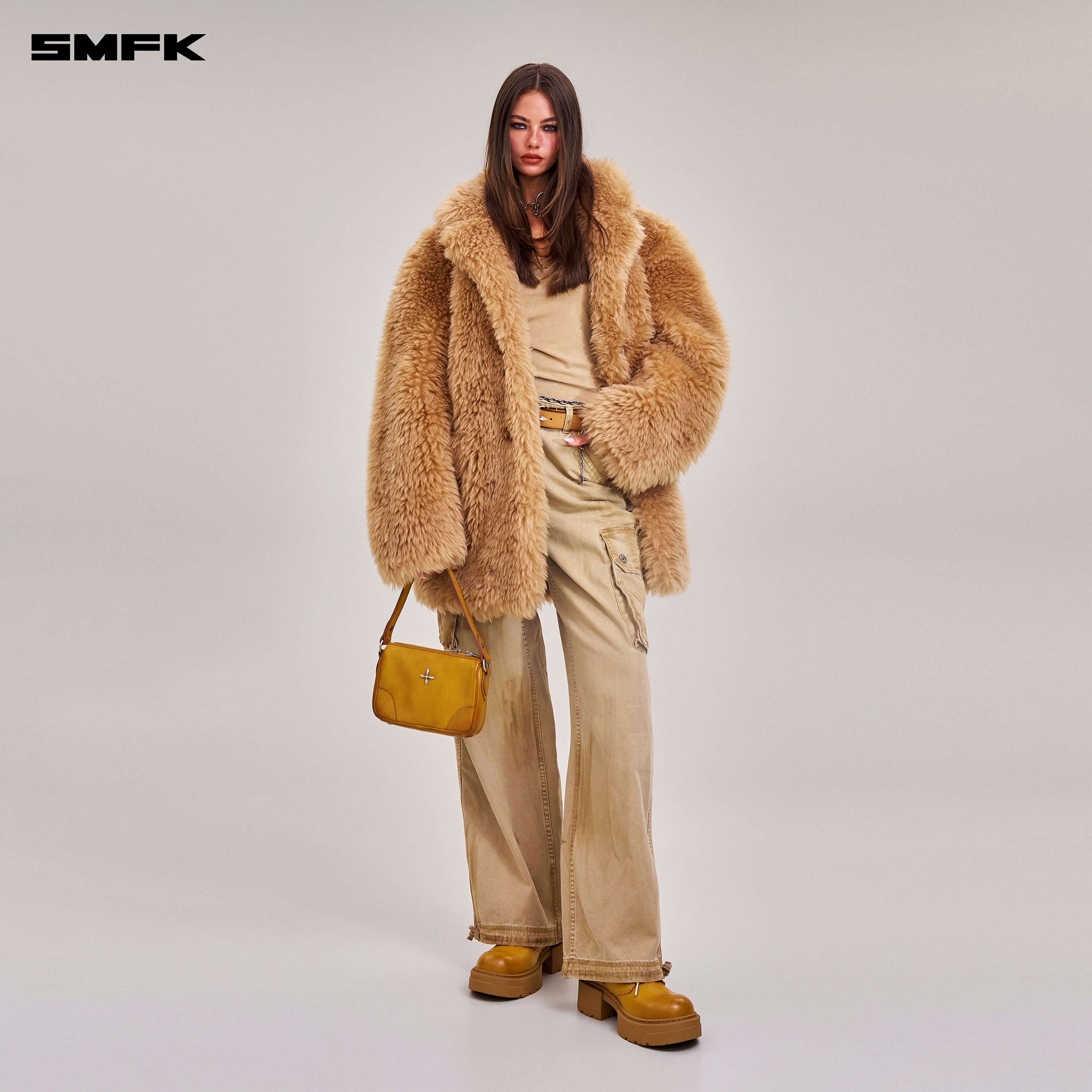 クロススタチューオリジナルウールワイドフィットスーツ/オールウールグラスランドブラウン