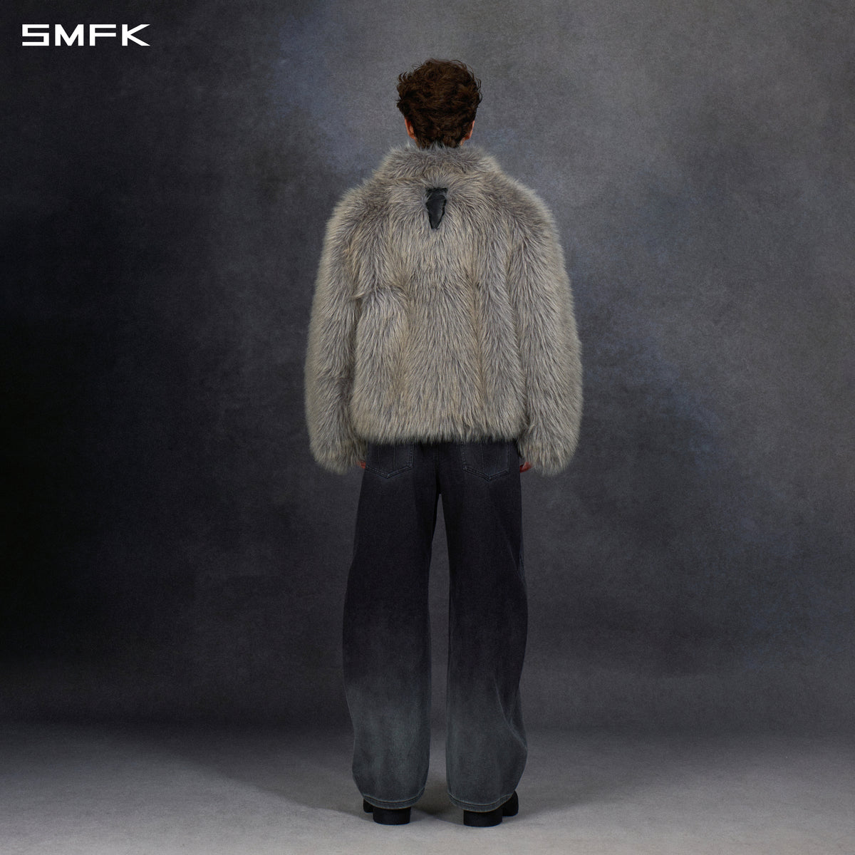 PERMANENT MUSE FAUX FUR LOOSE JACKET/POLYESTER/U STORM GREY