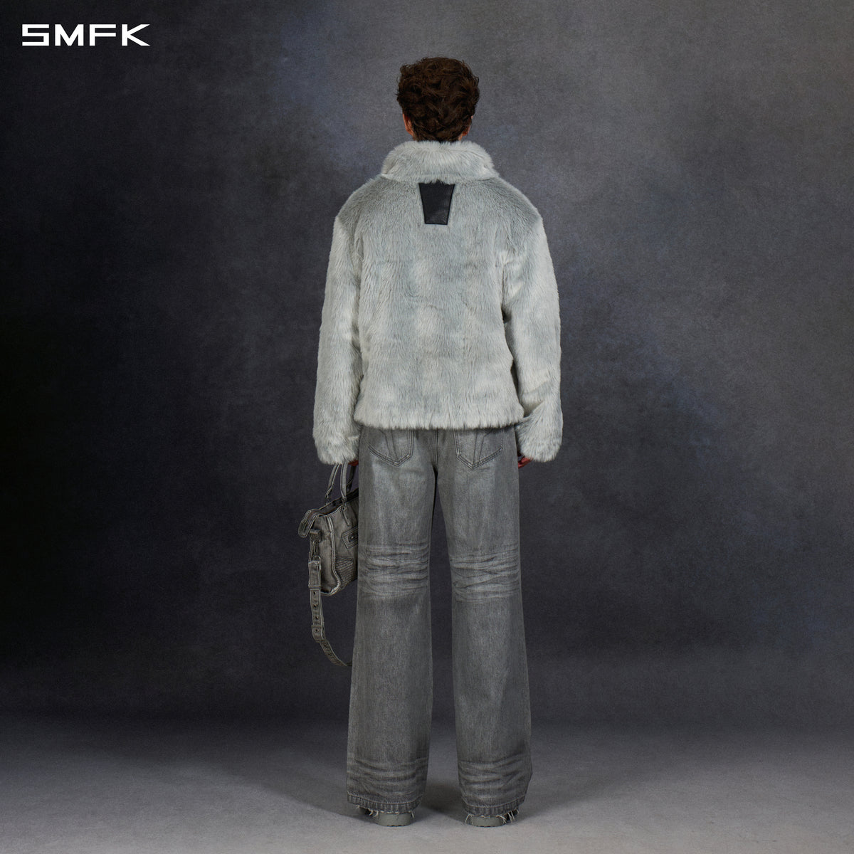 PERMANENT MUSE FAUX FUR LOOSE JACKET/ACRYLIC/U GLACIER GREY
