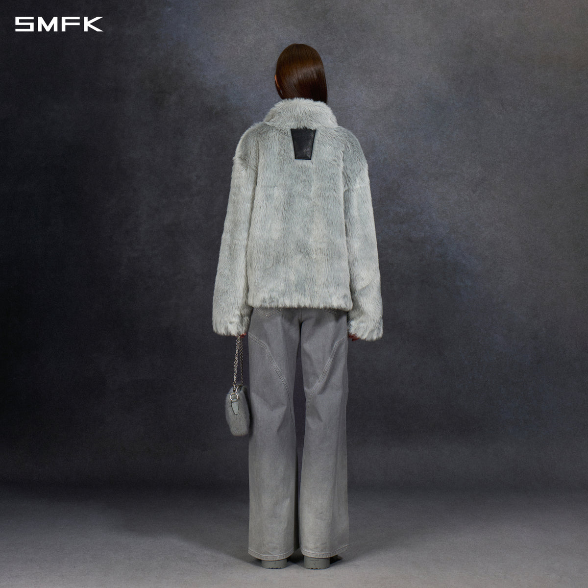 PERMANENT MUSE FAUX FUR LOOSE JACKET/ACRYLIC/U GLACIER GREY