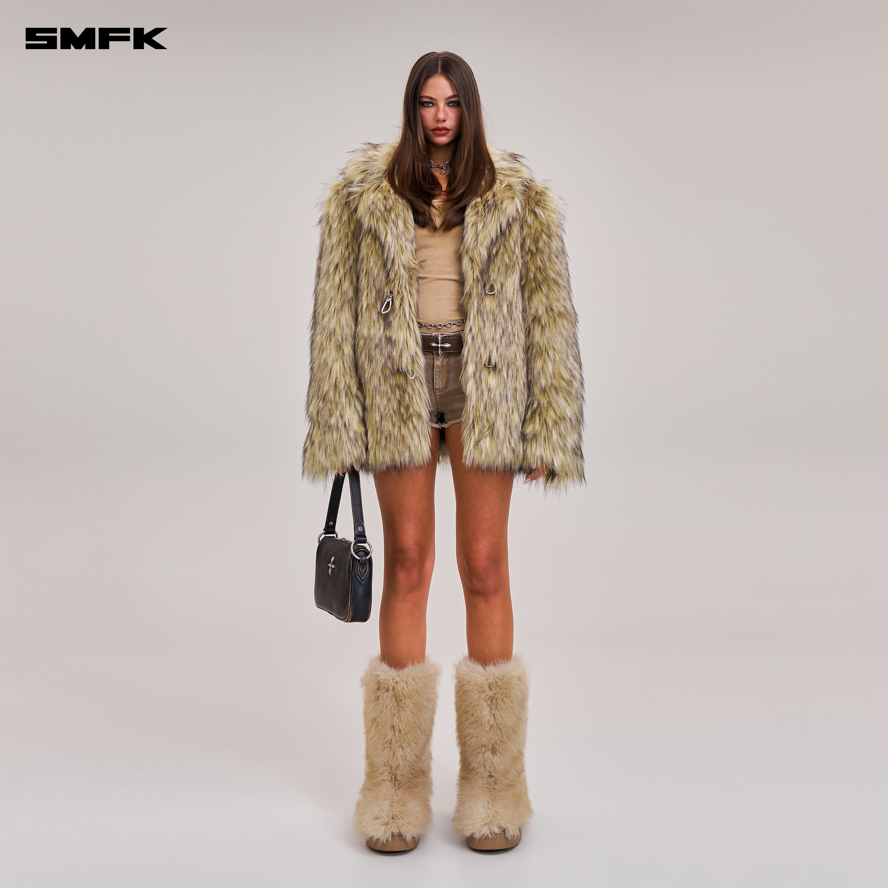 十字架の置物 荒野の狩猟コート ウルフ ブラウン