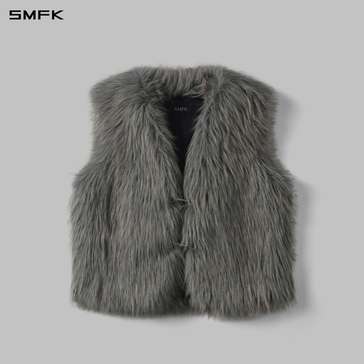PERMANENT MUSE FAUX FUR VEST/POLYESTER/U STORM GREY