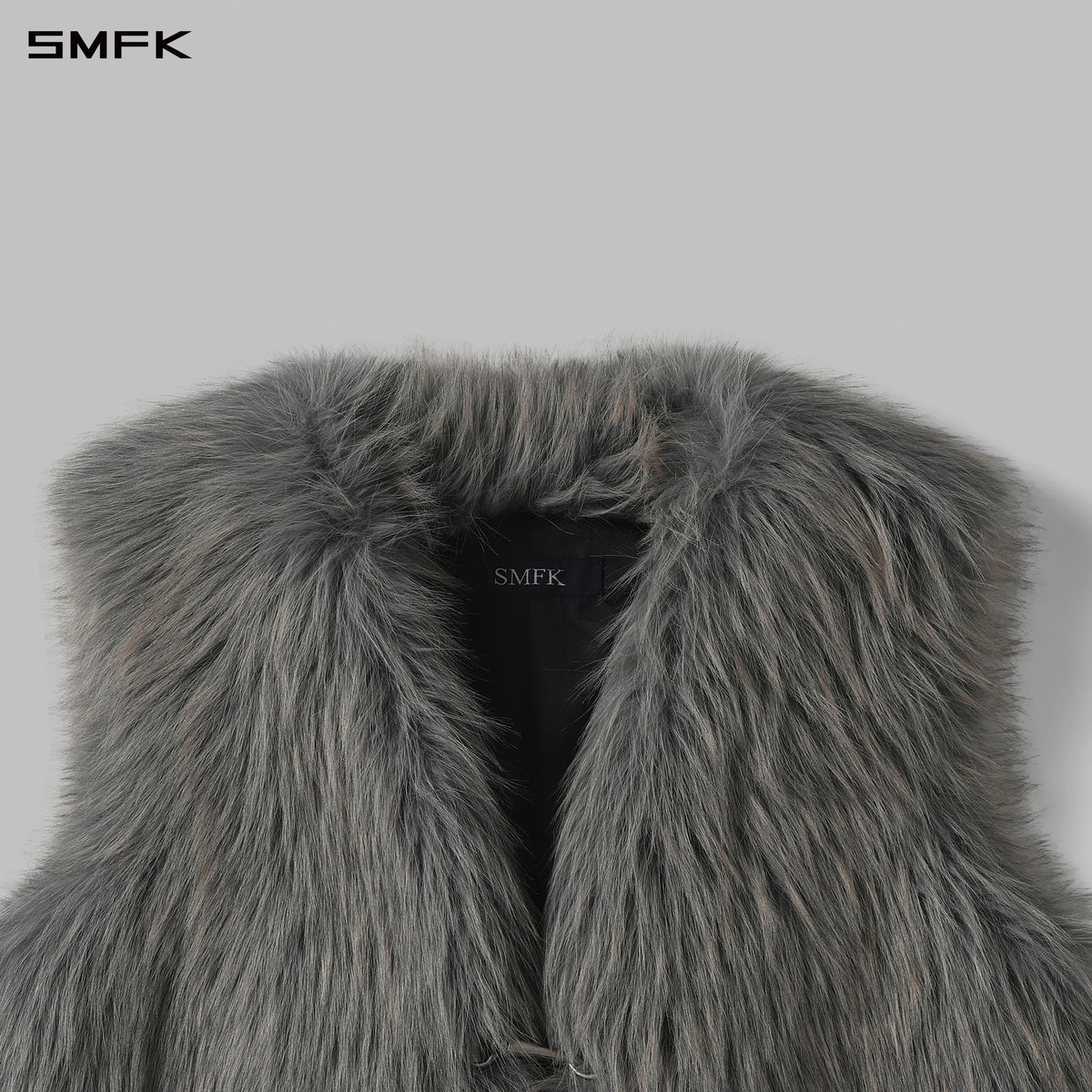 PERMANENT MUSE FAUX FUR VEST/POLYESTER/U STORM GREY