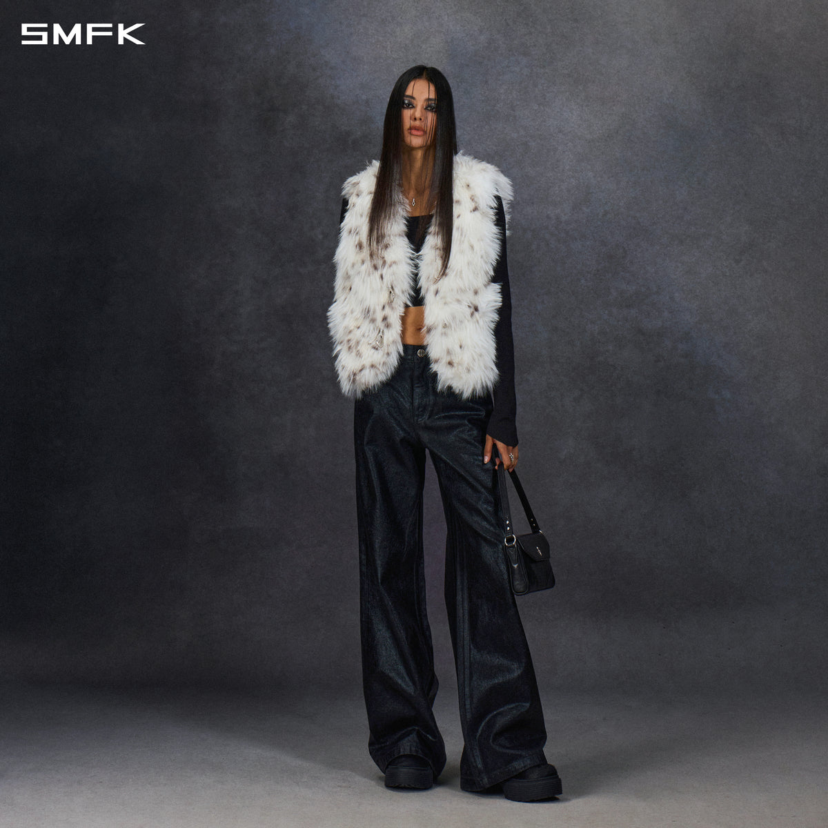 PERMANENT MUSE FAUX FUR VEST/POLYESTER/U LYNX