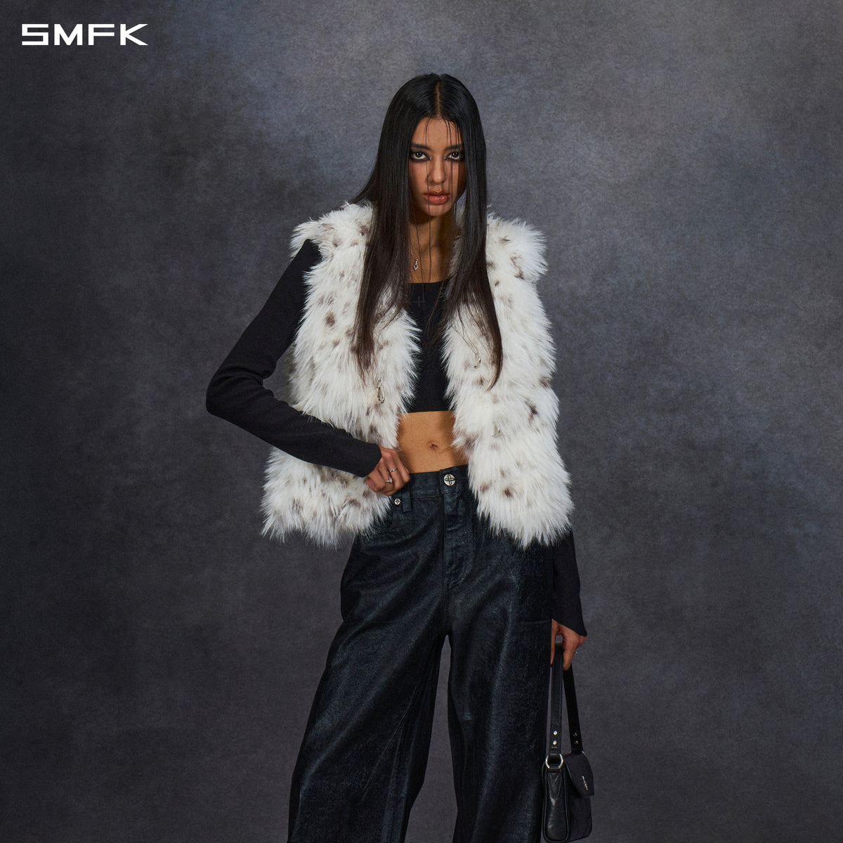 PERMANENT MUSE FAUX FUR VEST/POLYESTER/U LYNX