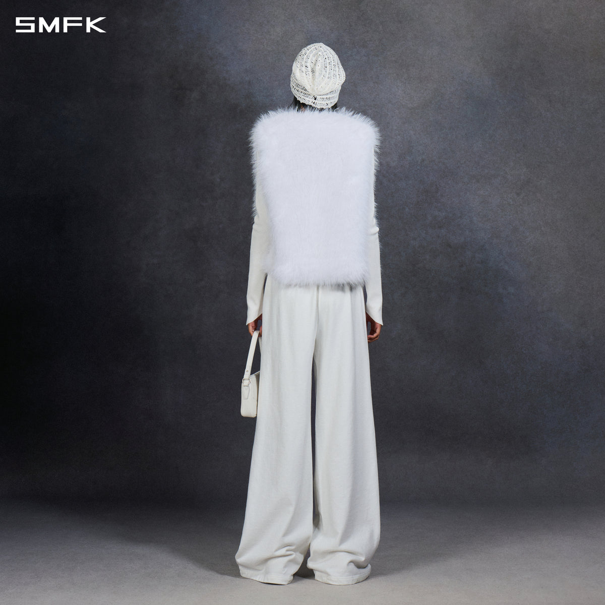 PERMANENT MUSE FAUX FUR VEST/POLYESTER/U CLOUD WHITE