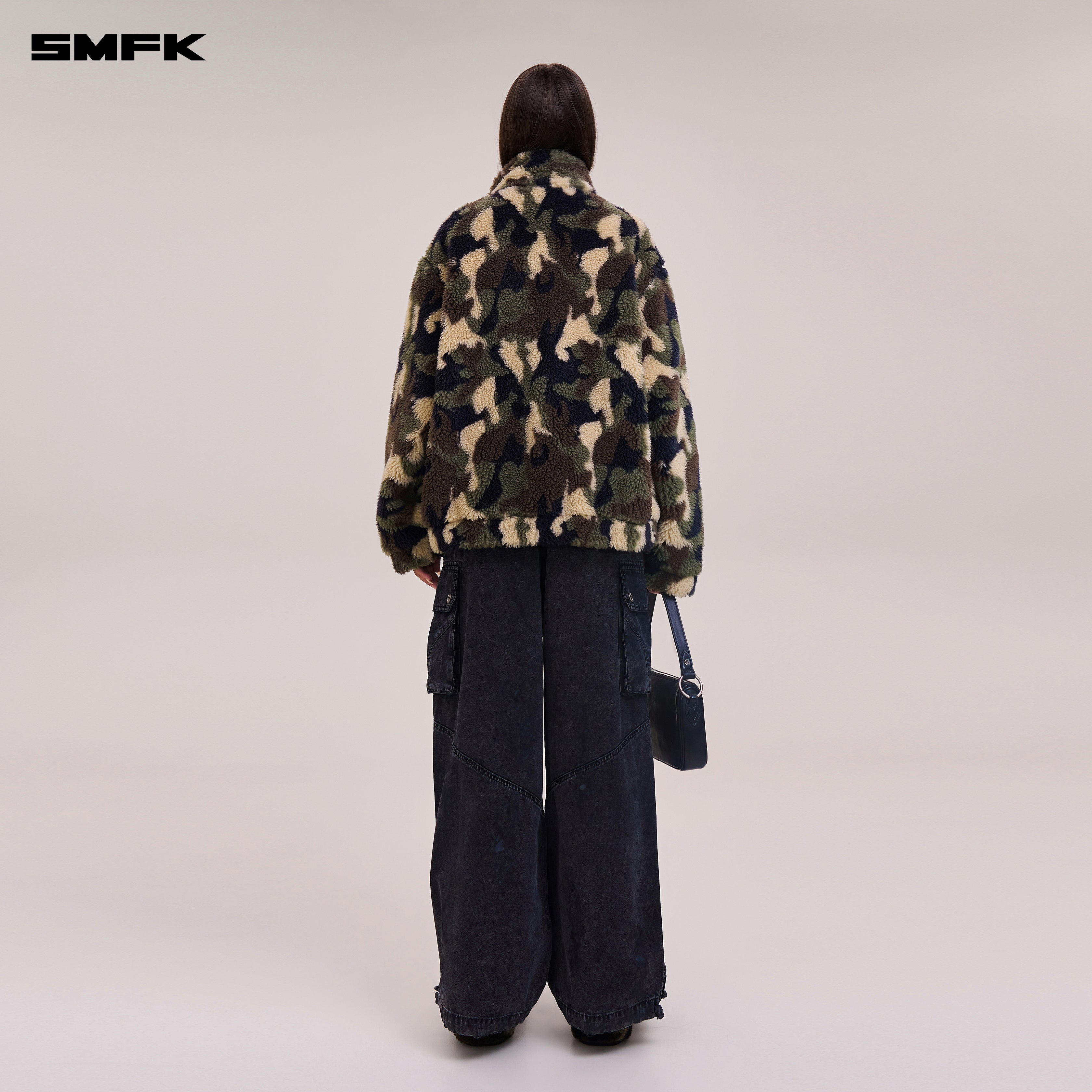 COMPASS MODE ROVE WOOL JACQUARD CAMO LOOSE JACKET GREEN GHOST CAMO