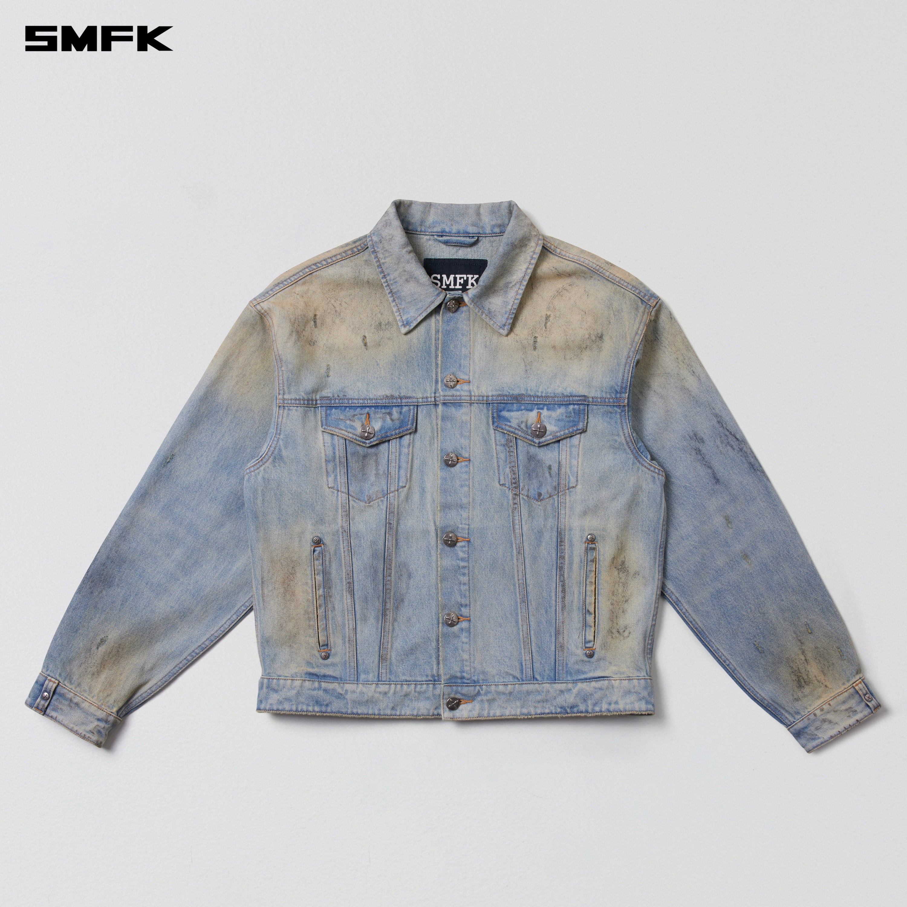 COMPASS MODE WASTELAND LOOSE DENIM JACKET LAKE BLUE