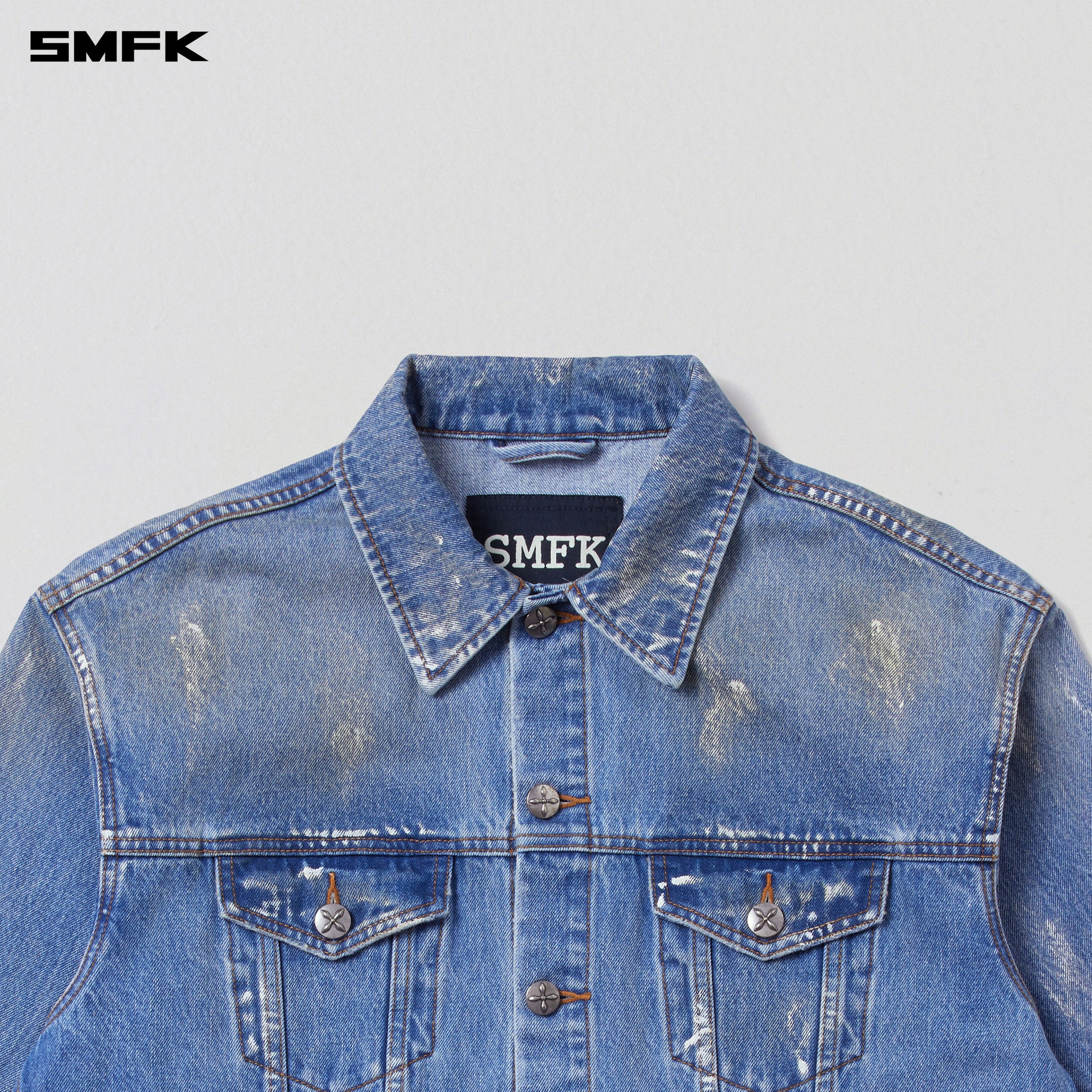 COMPASS MODE TIDE LOOSE DENIM JACKET MARINE BLUE