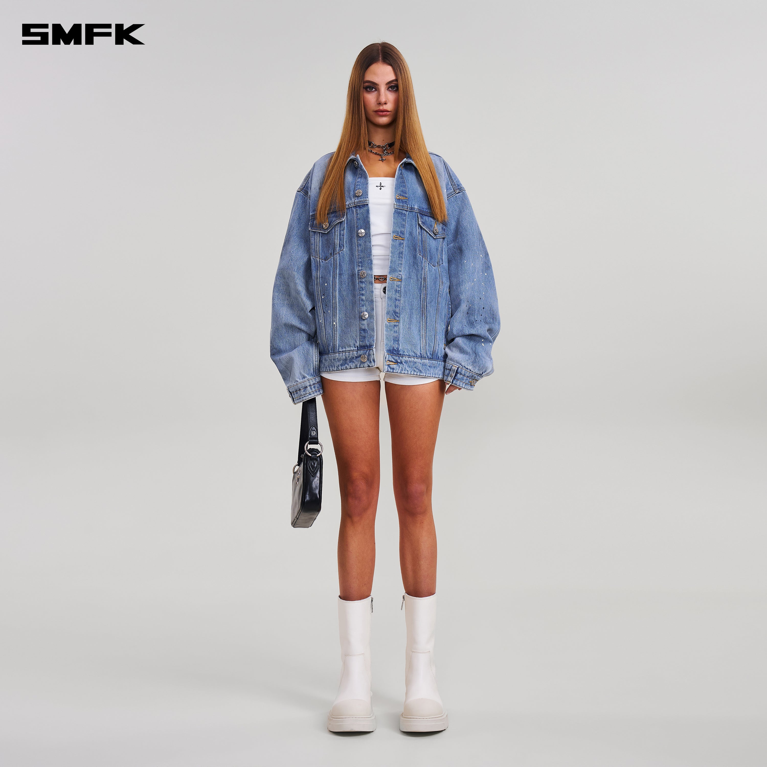 COMPASS MODE WASTELAND LOOSE DENIM JACKET SKY BLUE