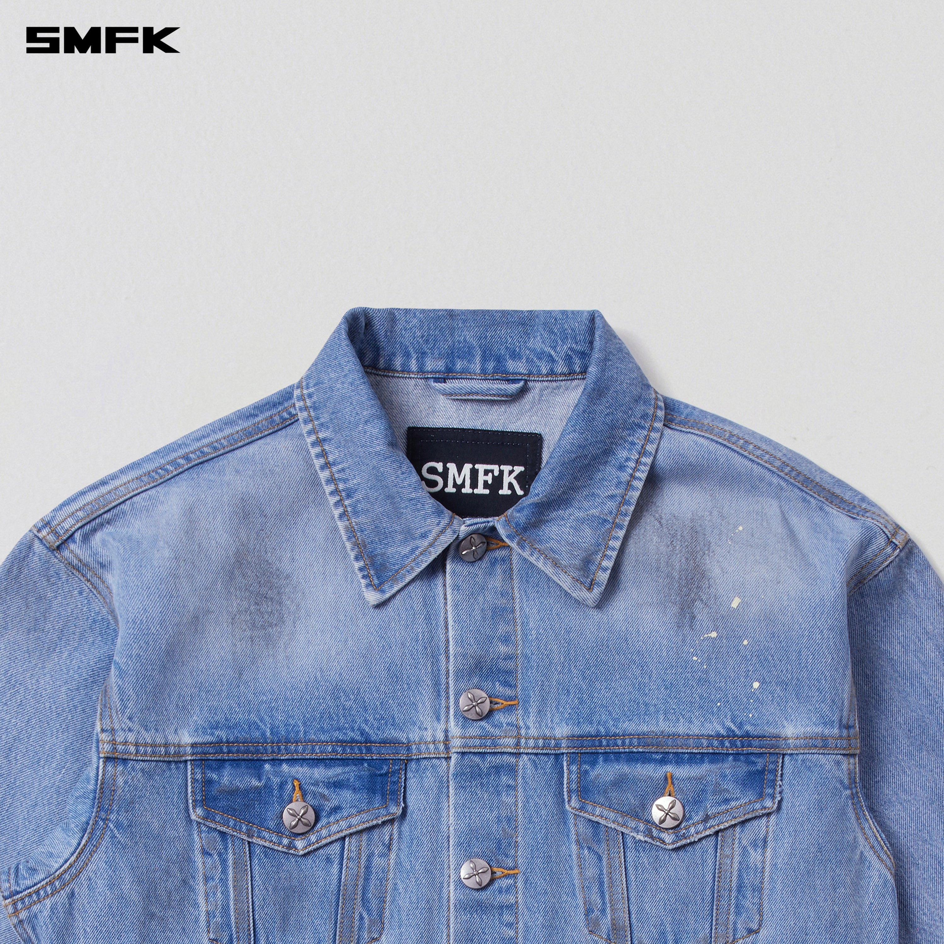 COMPASS MODE WASTELAND LOOSE DENIM JACKET SKY BLUE