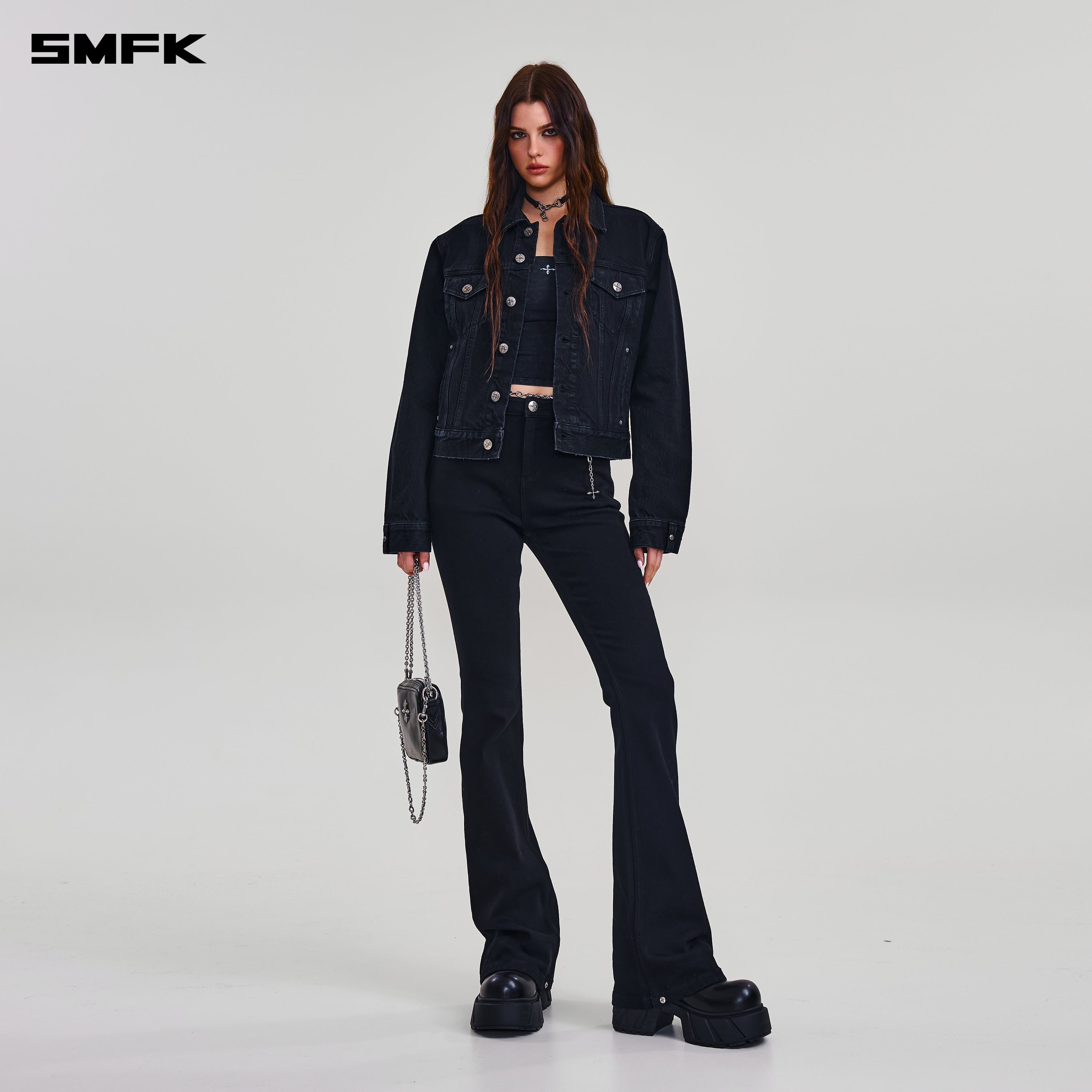 COMPASS PERMANENT SLIM DENIM JACKET WILD BLACK