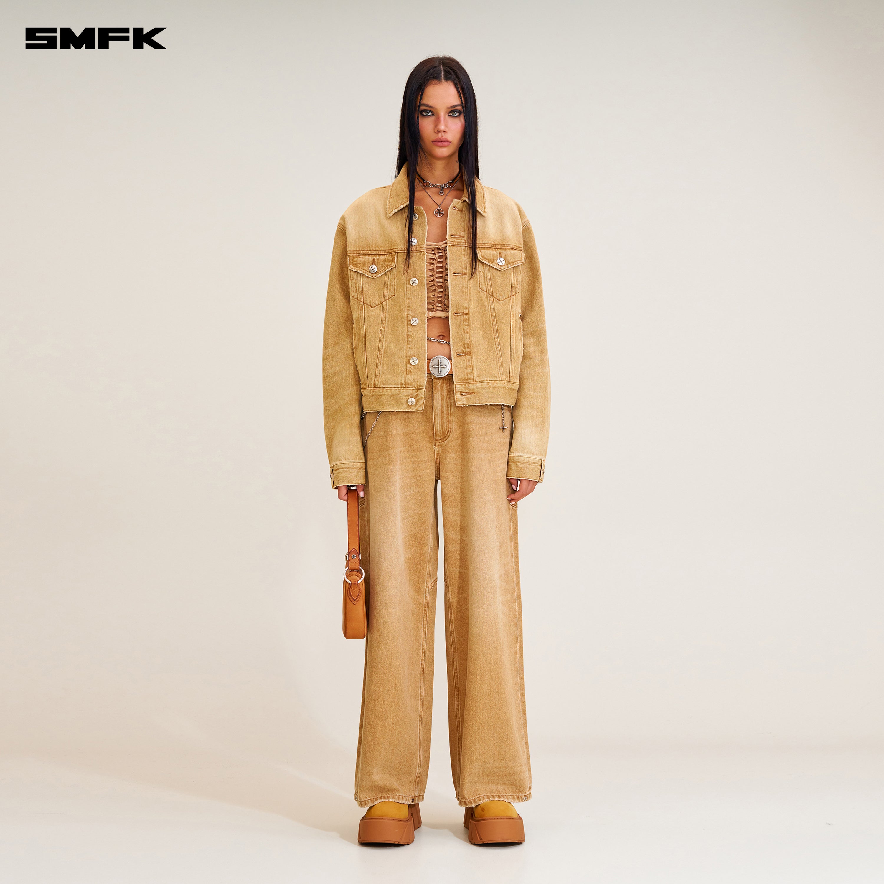 COMPASS PERMANENT SLIM DENIM JACKET GRASSLAND KHAKI