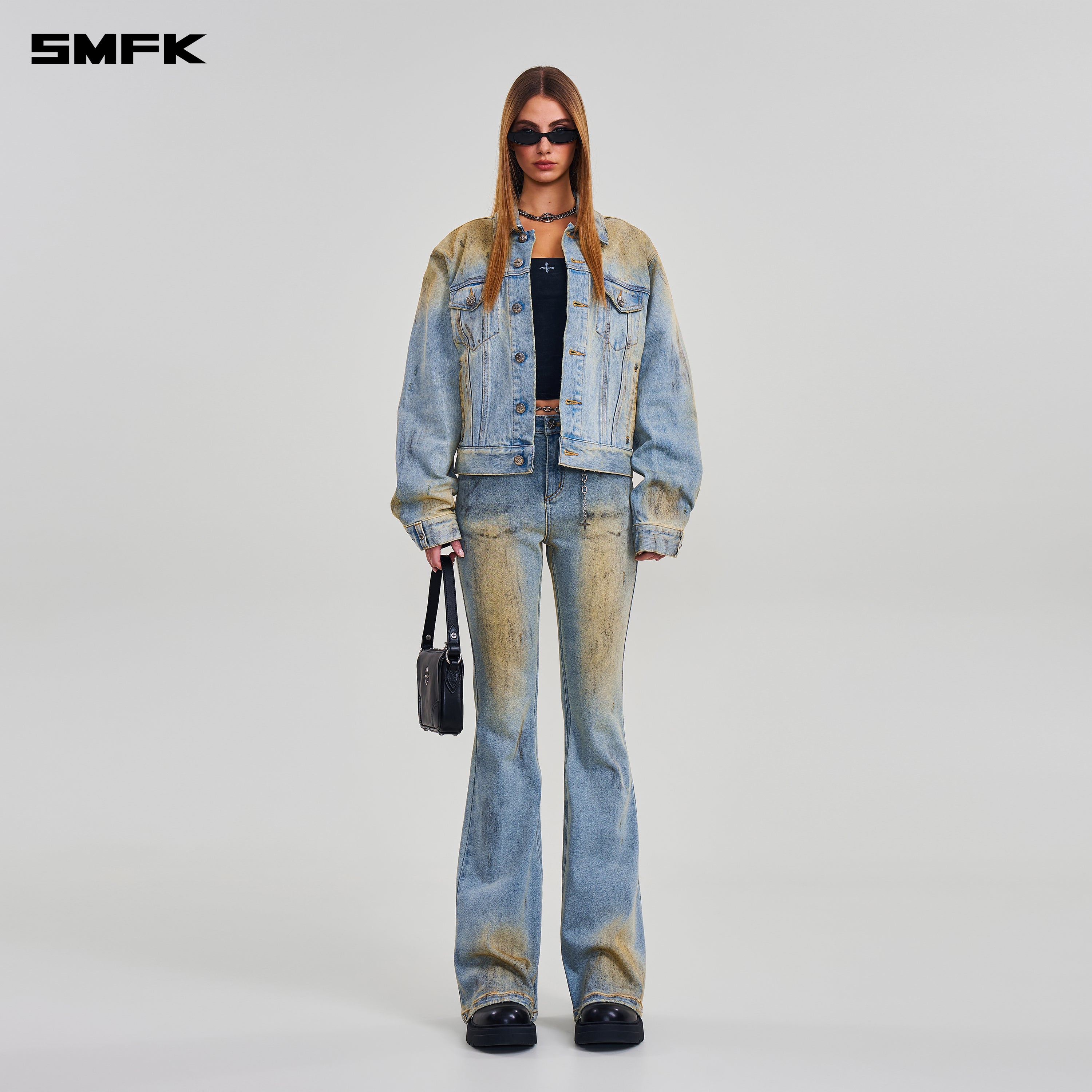 COMPASS PERMANENT WASTELAND SLIM DENIM JACKET LAKE BLUE