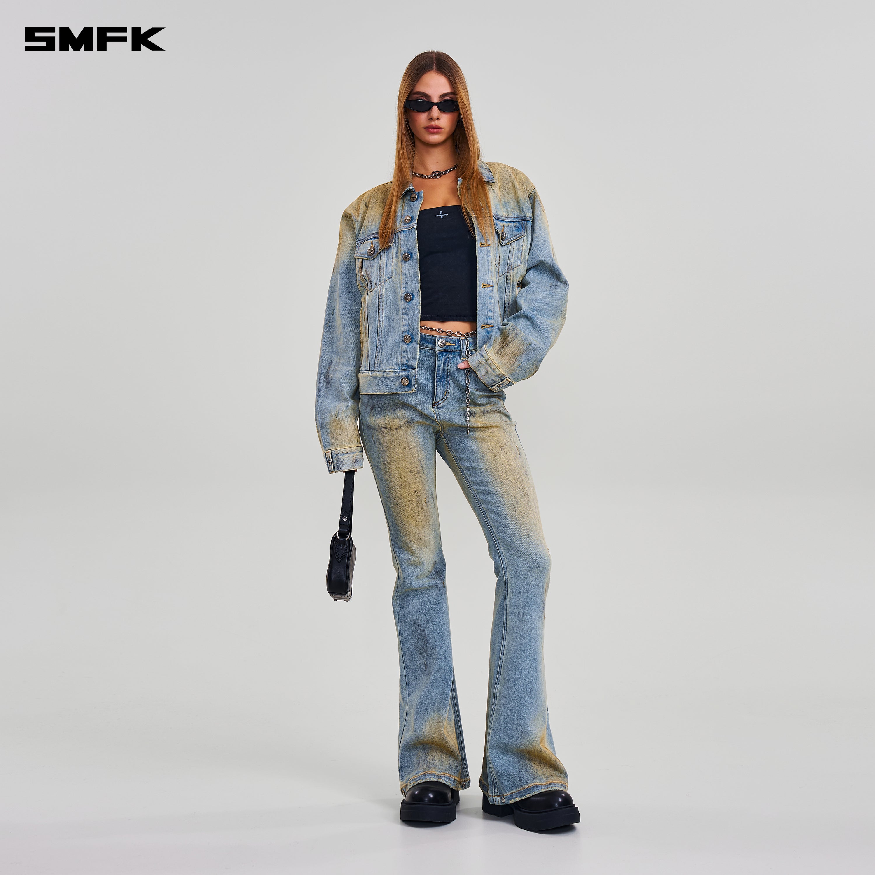 COMPASS PERMANENT WASTELAND SLIM DENIM JACKET LAKE BLUE