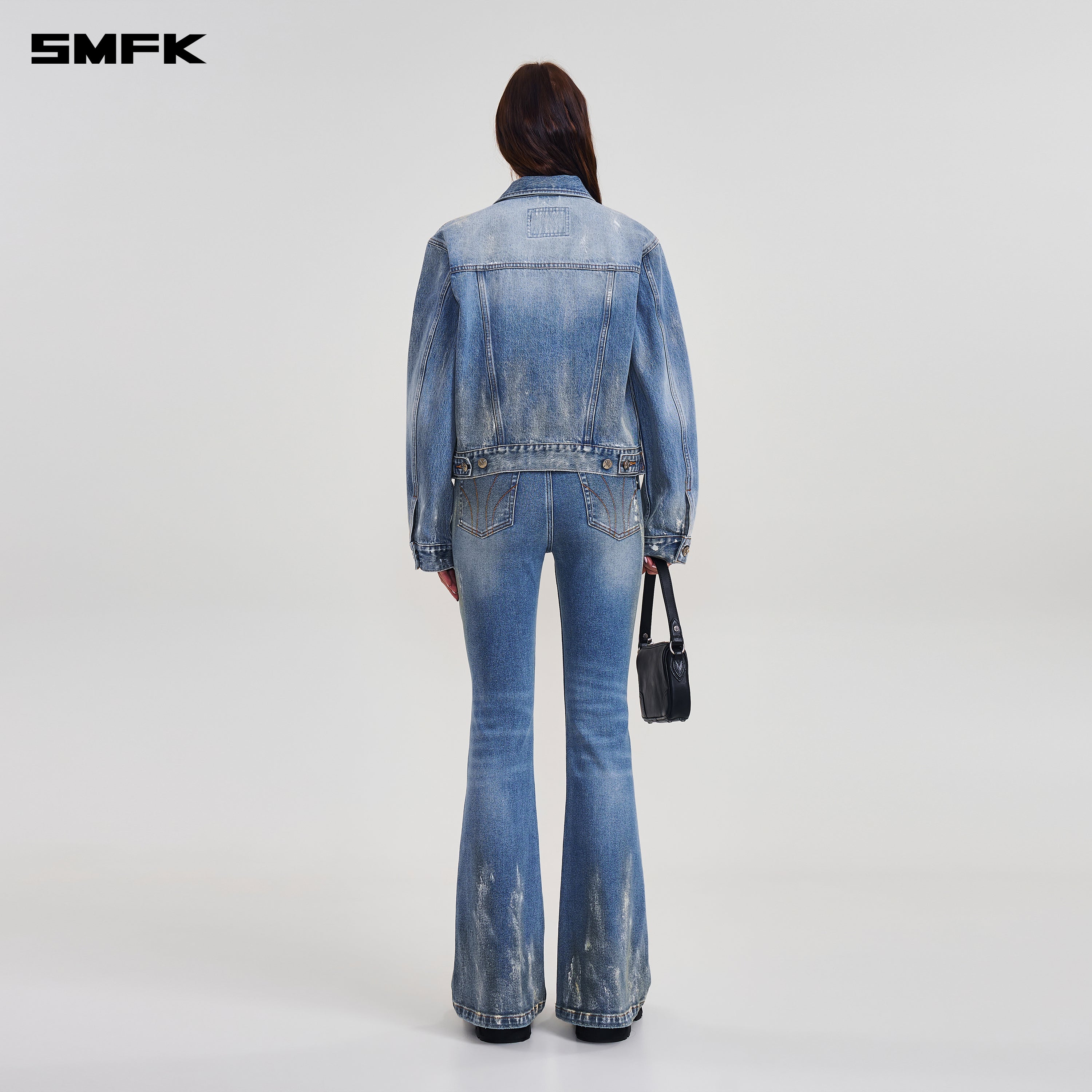 COMPASS PERMANENT WASTELAND SLIM DENIM JACKET MARINE BLUE