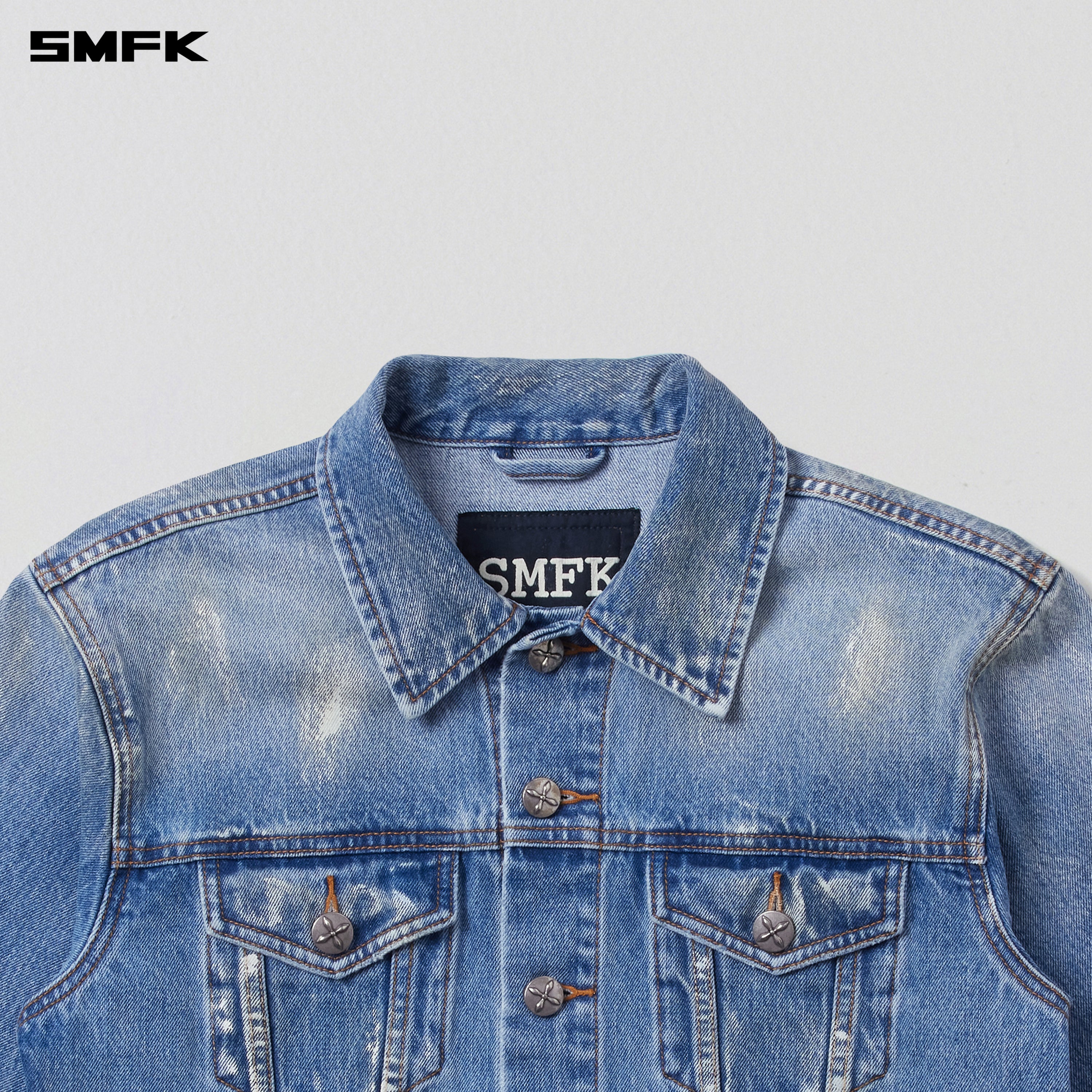 COMPASS PERMANENT WASTELAND SLIM DENIM JACKET MARINE BLUE