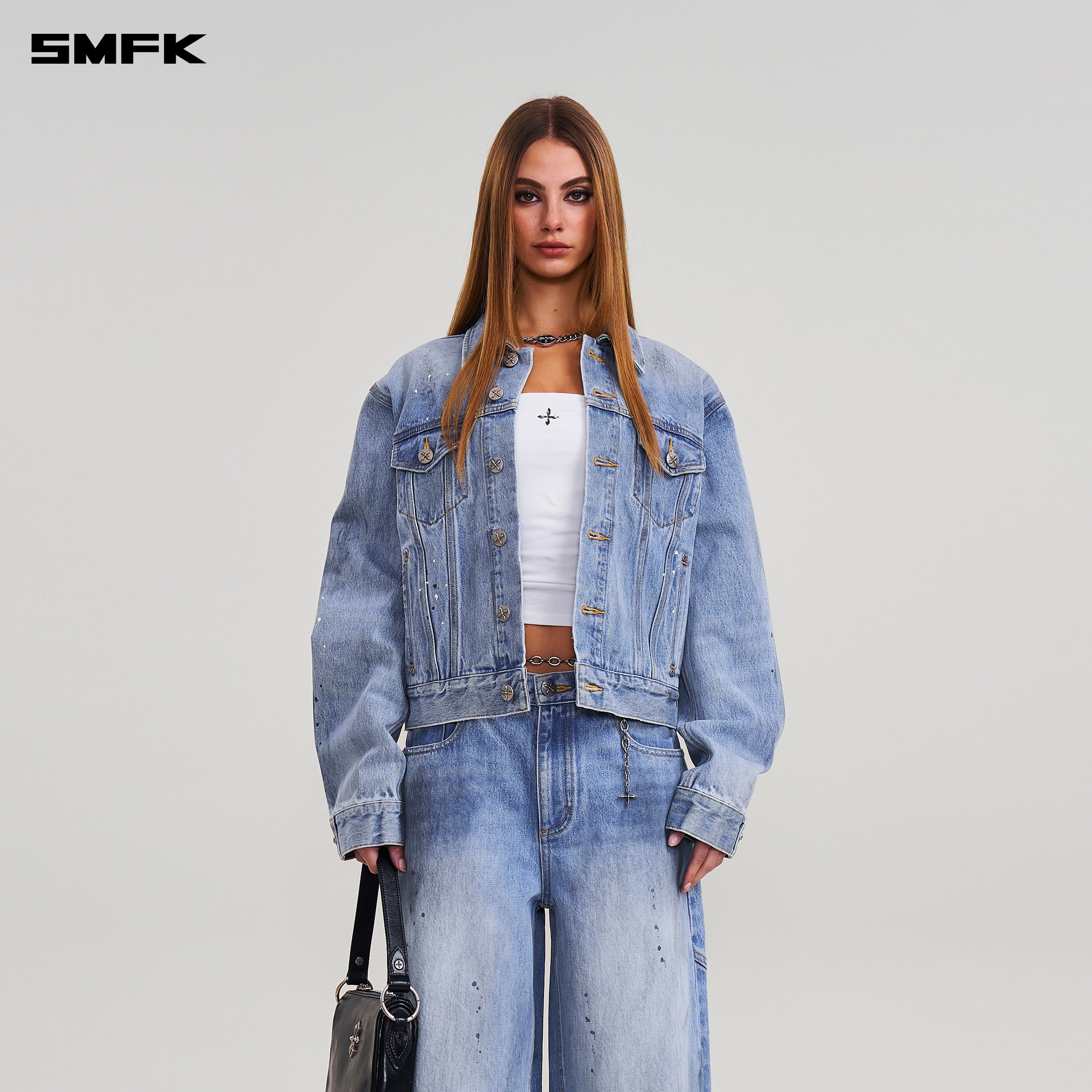 COMPASS PERMANENT WASTELAND SLIM DENIM JACKET SKY BLUE