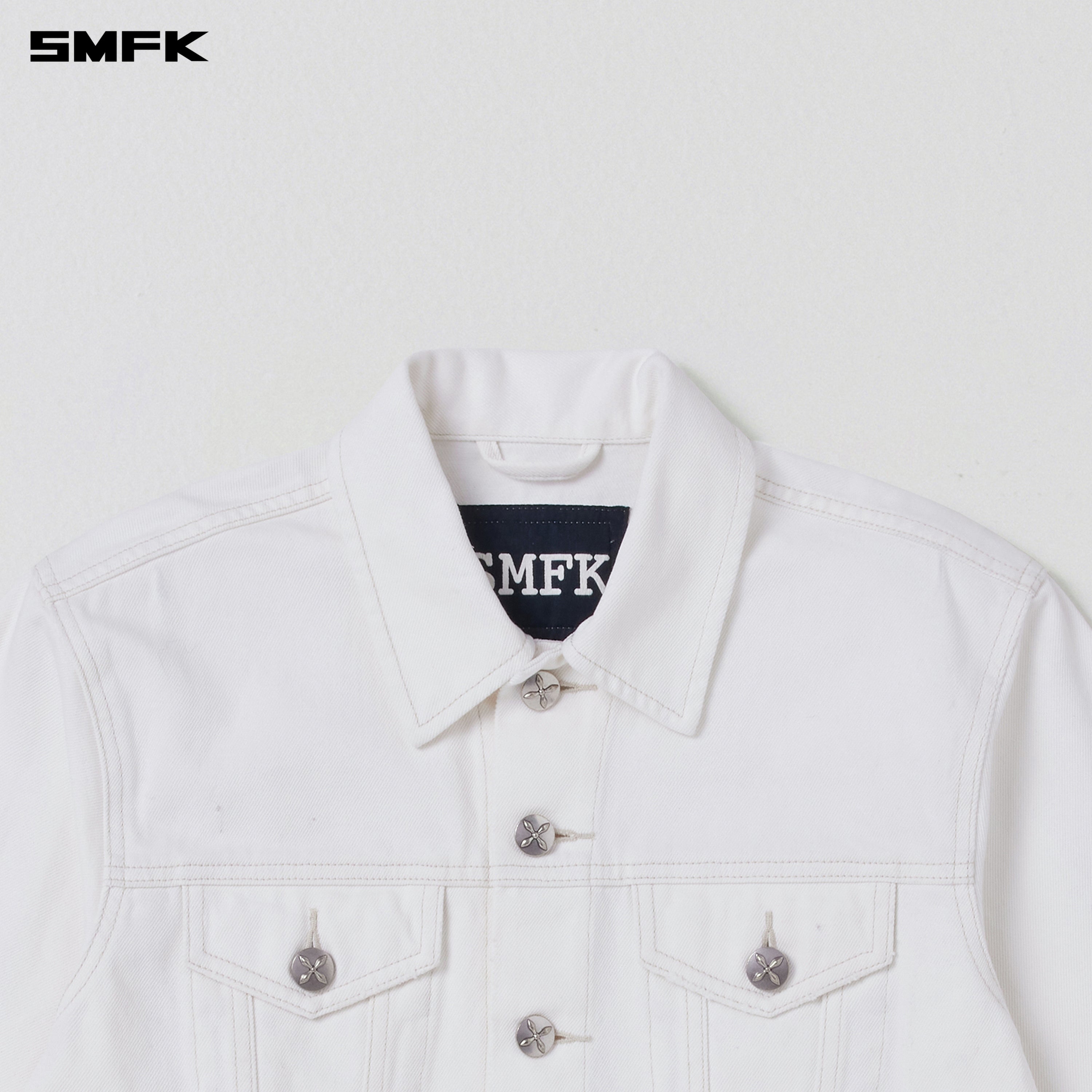 COMPASS PERMANENT SLIM DENIM JACKET SNOW MOUNTAIN WHITE