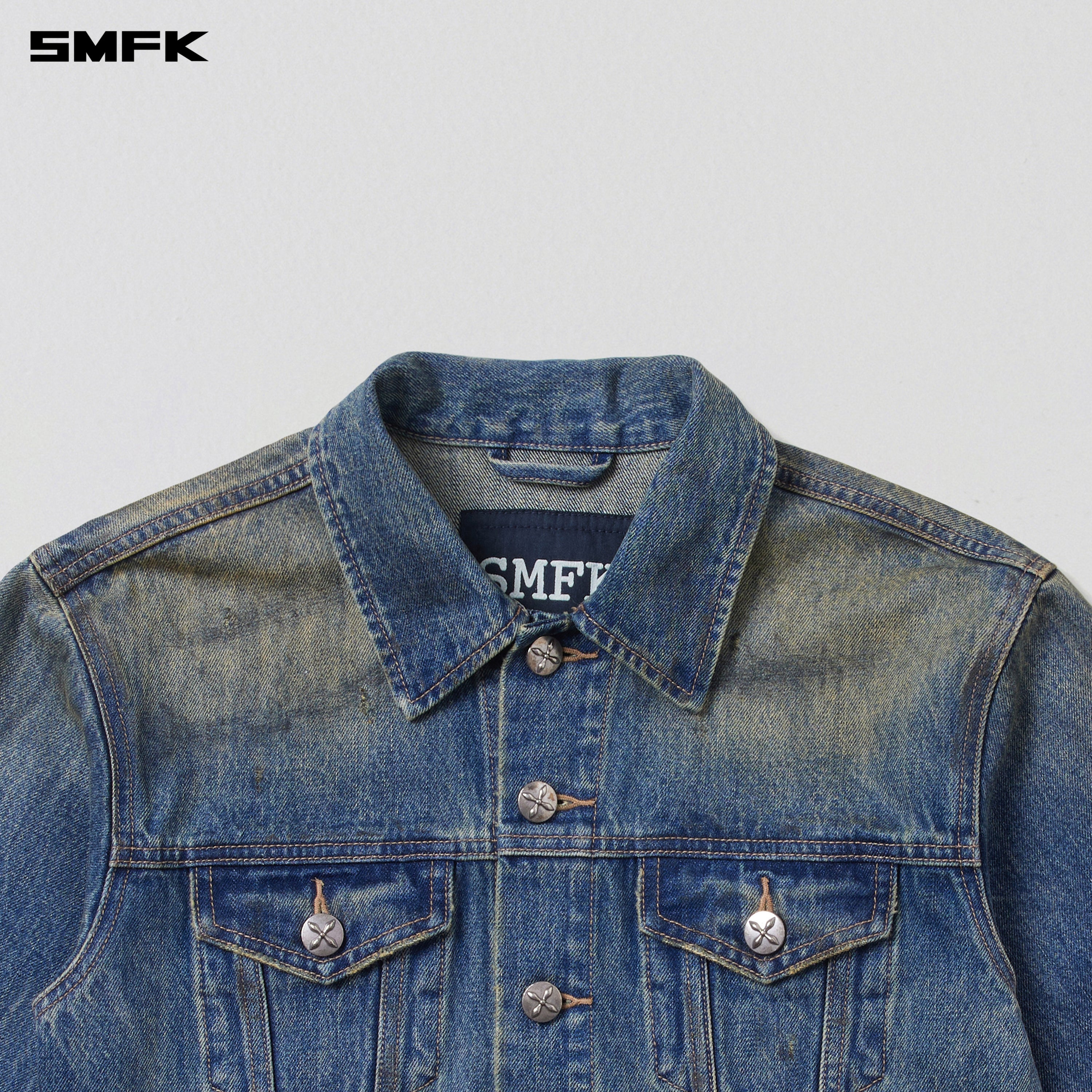 COMPASS PERMANENT WASTELAND SLIM DENIM JACKET WASTELAND BLUE