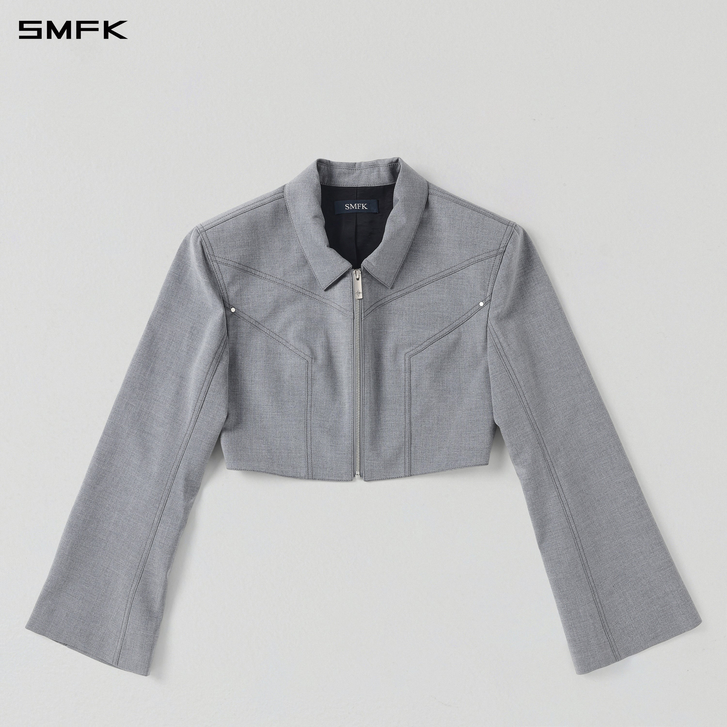 PERMANENT PRISM SHORT PREPPY JACKET /POLYESTER+RAYON+WOOL GLACIER GREY