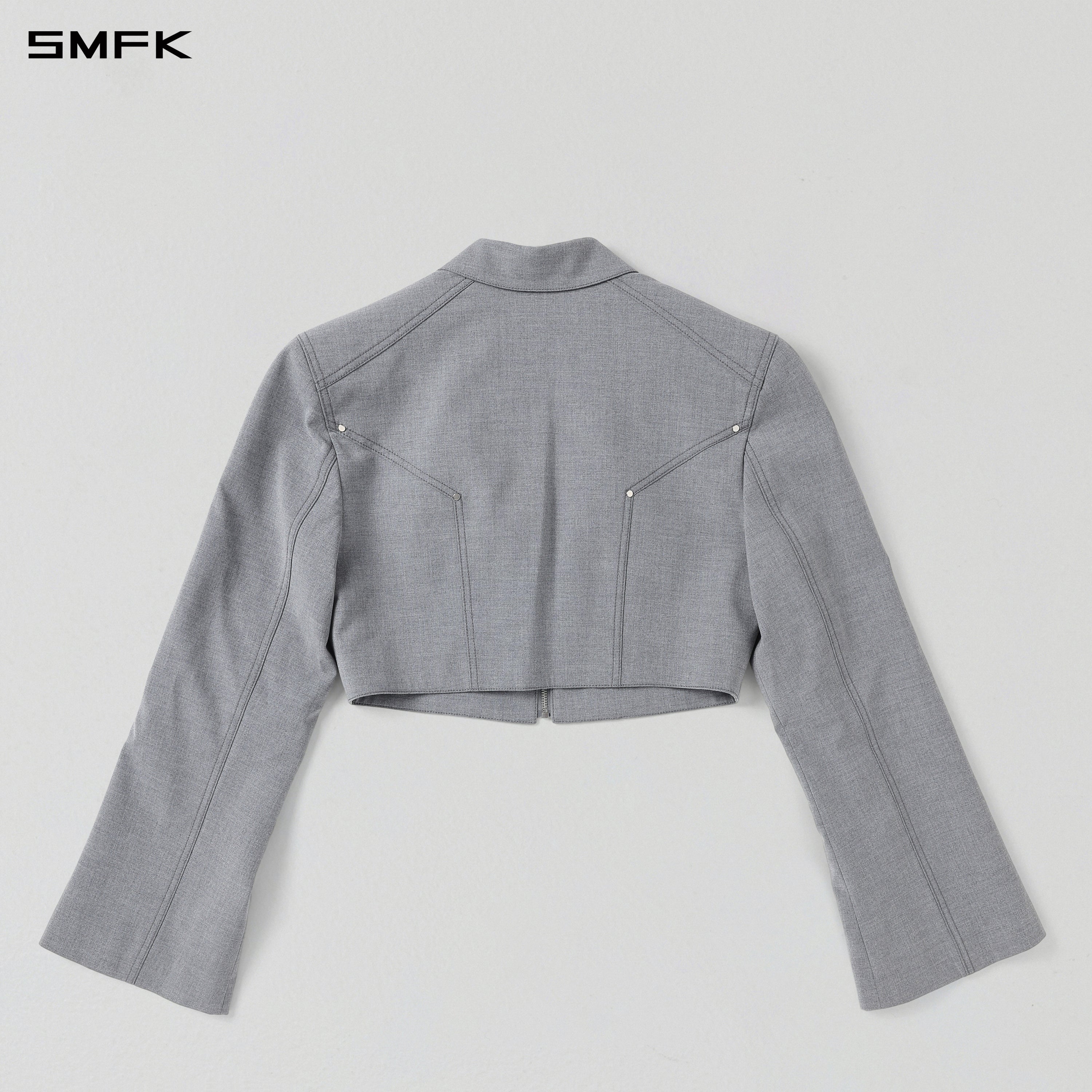 PERMANENT PRISM SHORT PREPPY JACKET /POLYESTER+RAYON+WOOL GLACIER GREY