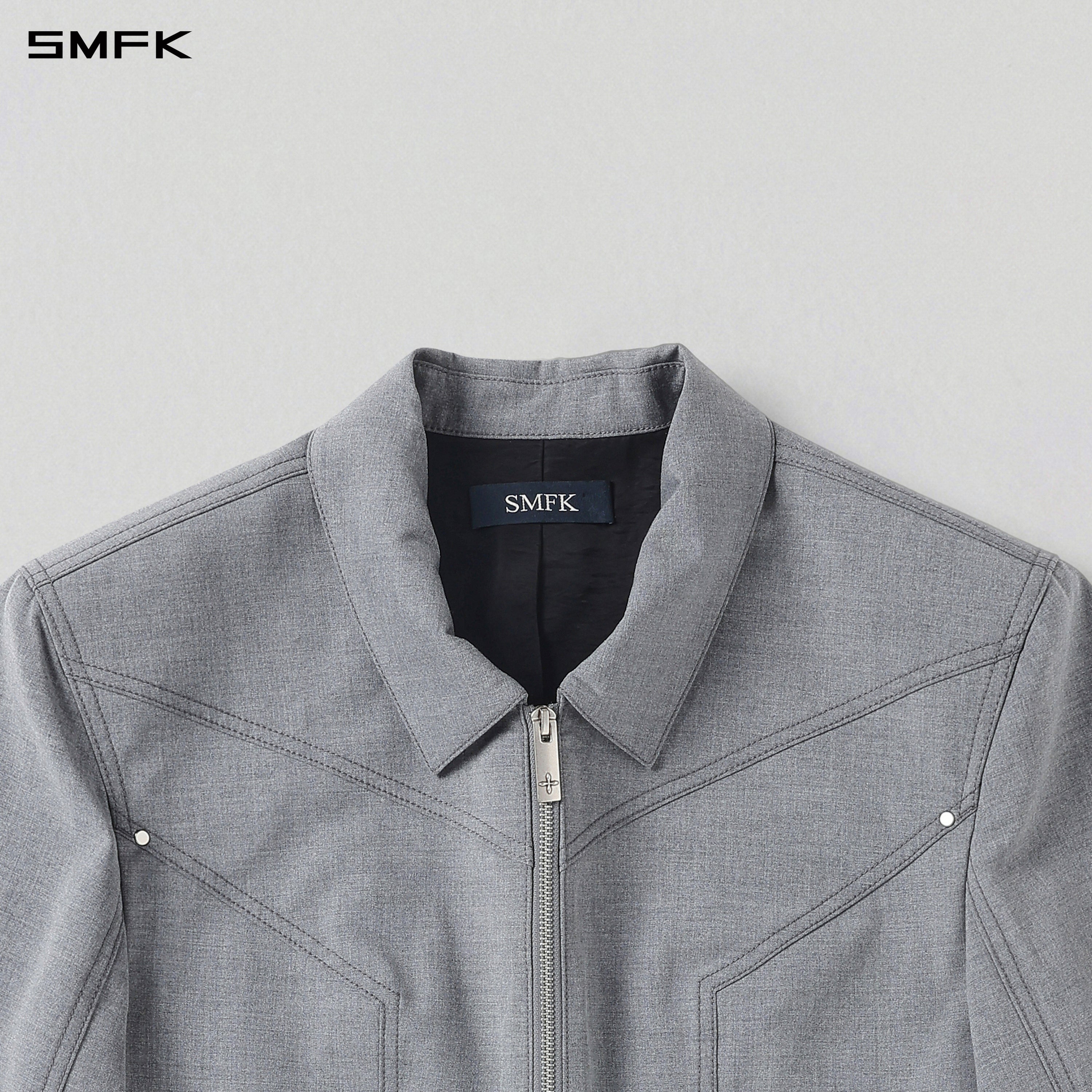 PERMANENT PRISM SHORT PREPPY JACKET /POLYESTER+RAYON+WOOL GLACIER GREY