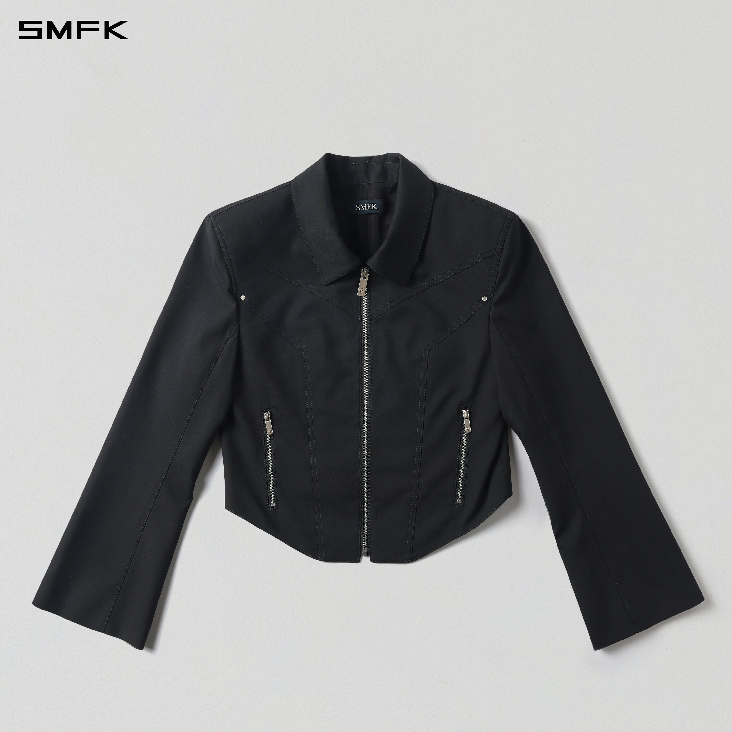 PERMANENT PRISM PREPPY JACKET /POLYESTER+RAYON+WOOL MIDNIGHT BLACK