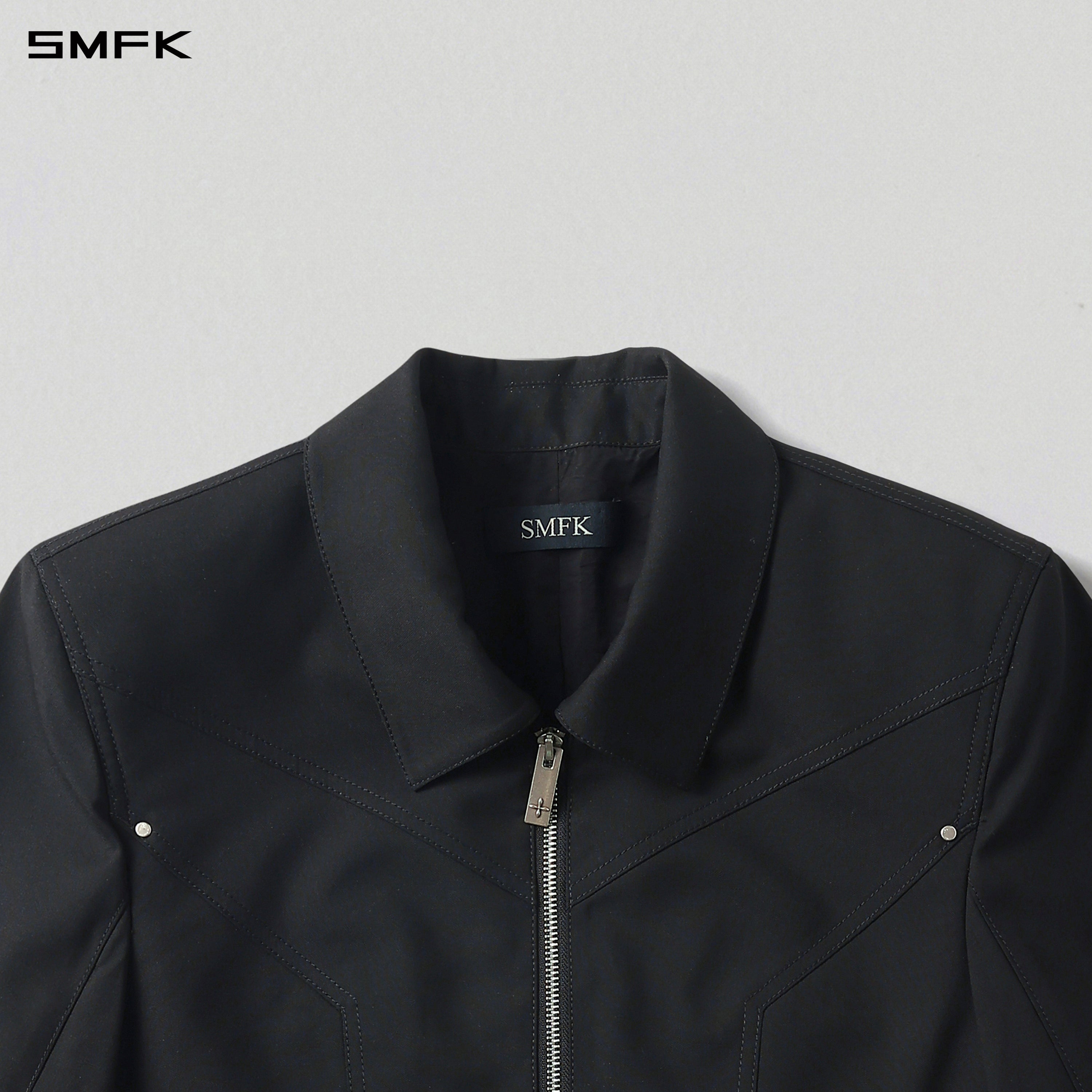 PERMANENT PRISM PREPPY JACKET /POLYESTER+RAYON+WOOL MIDNIGHT BLACK