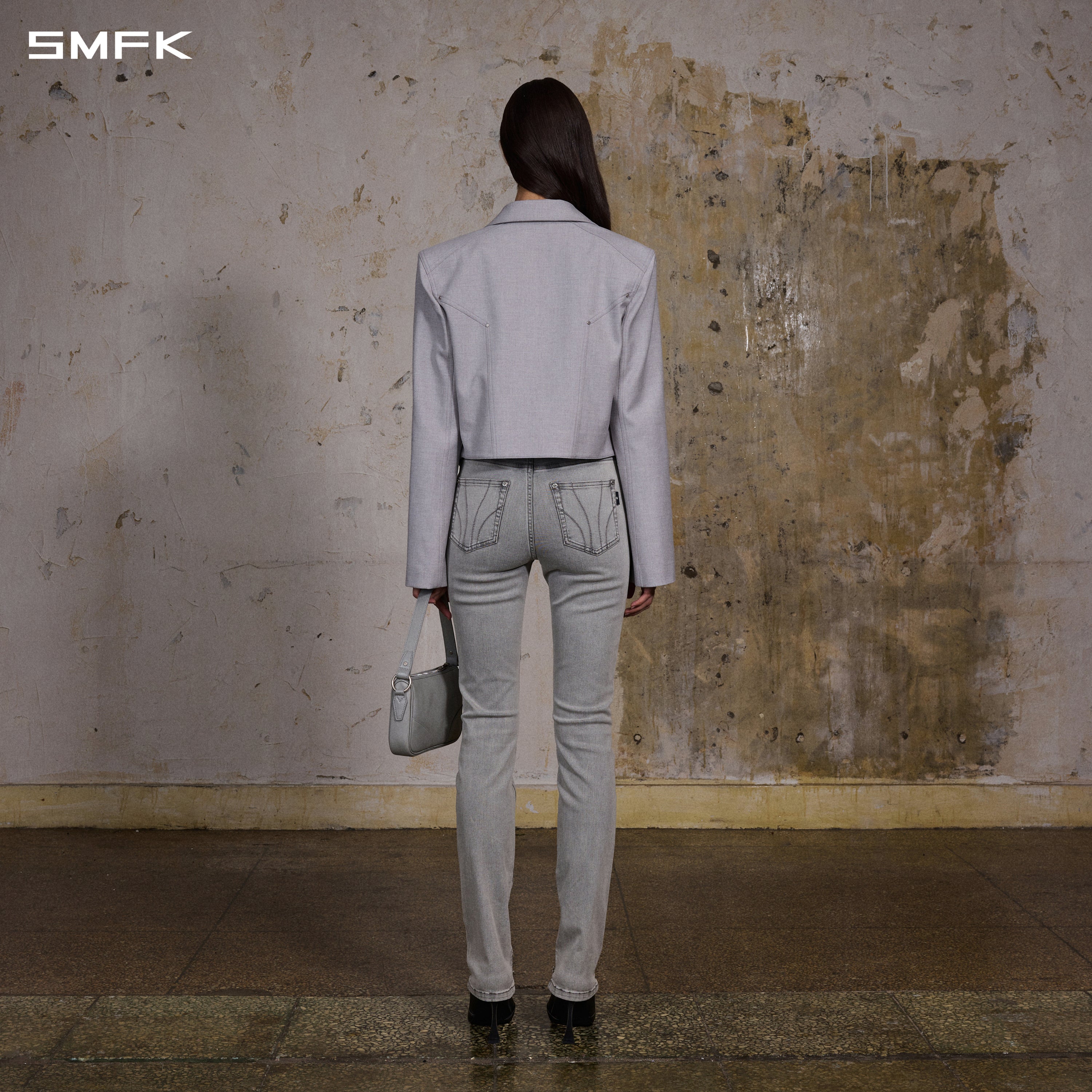 PERMANENT PRISM PREPPY JACKET /POLYESTER + RAYON + WOOL GLACIER GREY
