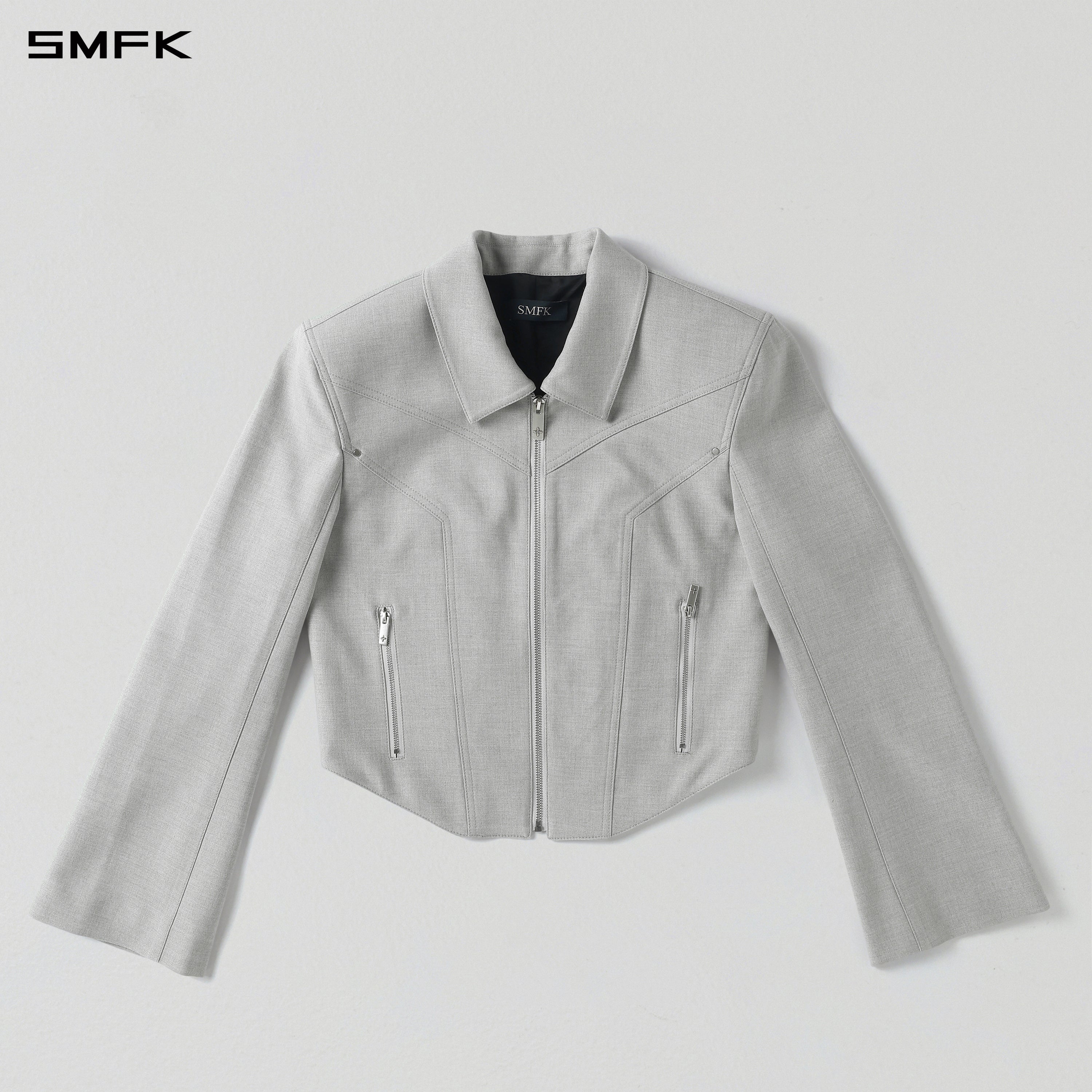 PERMANENT PRISM PREPPY JACKET /POLYESTER + RAYON + WOOL GLACIER GREY