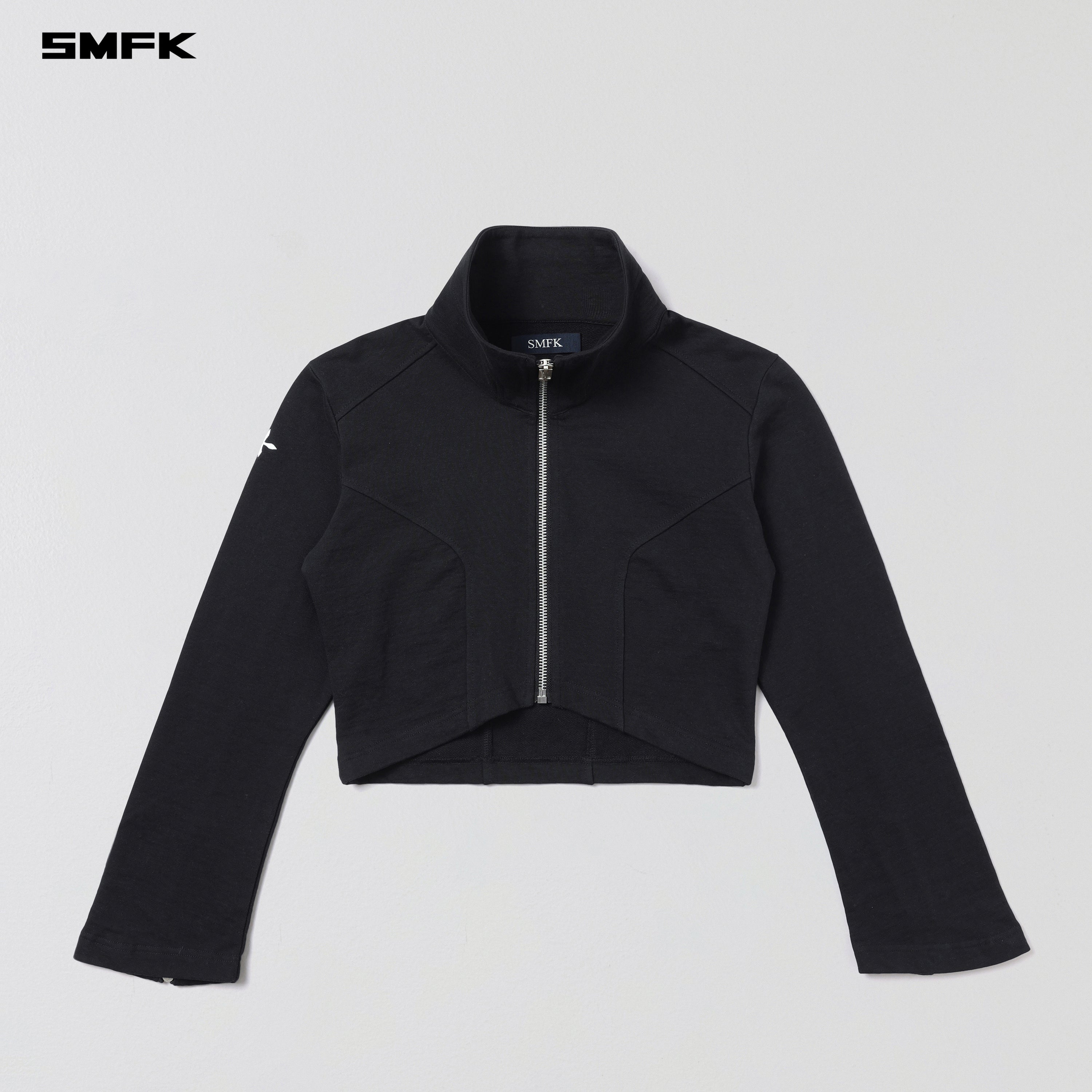 PERMANENT PRISM SHORT JACKET /COTTON WOOL SILK WILD BLACK
