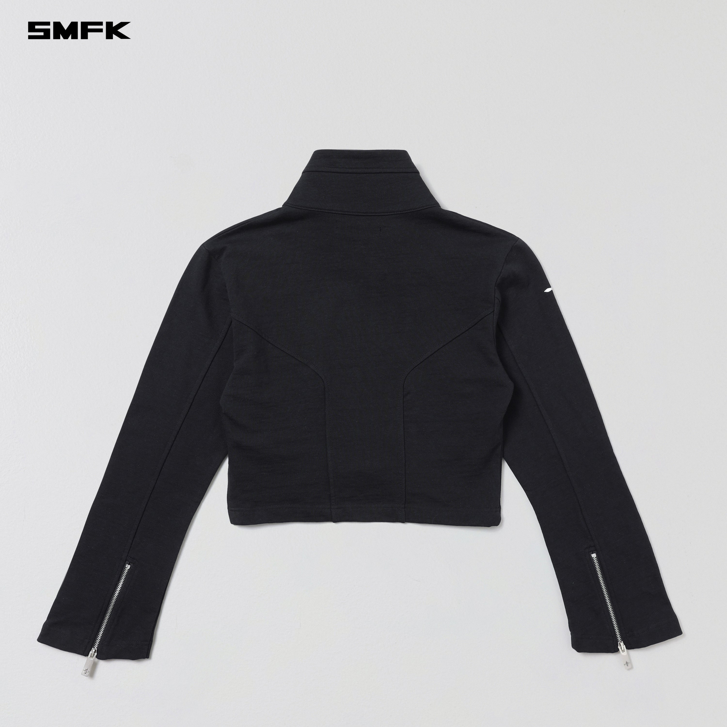 PERMANENT PRISM SHORT JACKET /COTTON WOOL SILK WILD BLACK