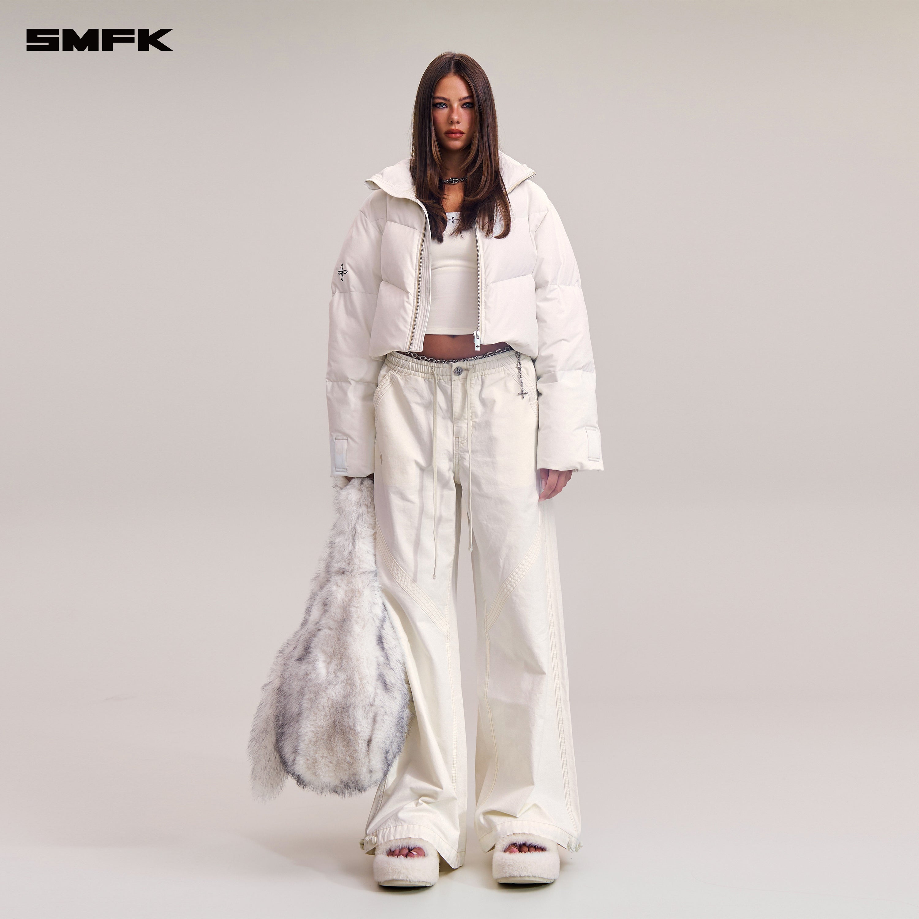 クロススタチュー ウィルダネス ハンティング ショートダウンジャケット スノーマウンテン ホワイト