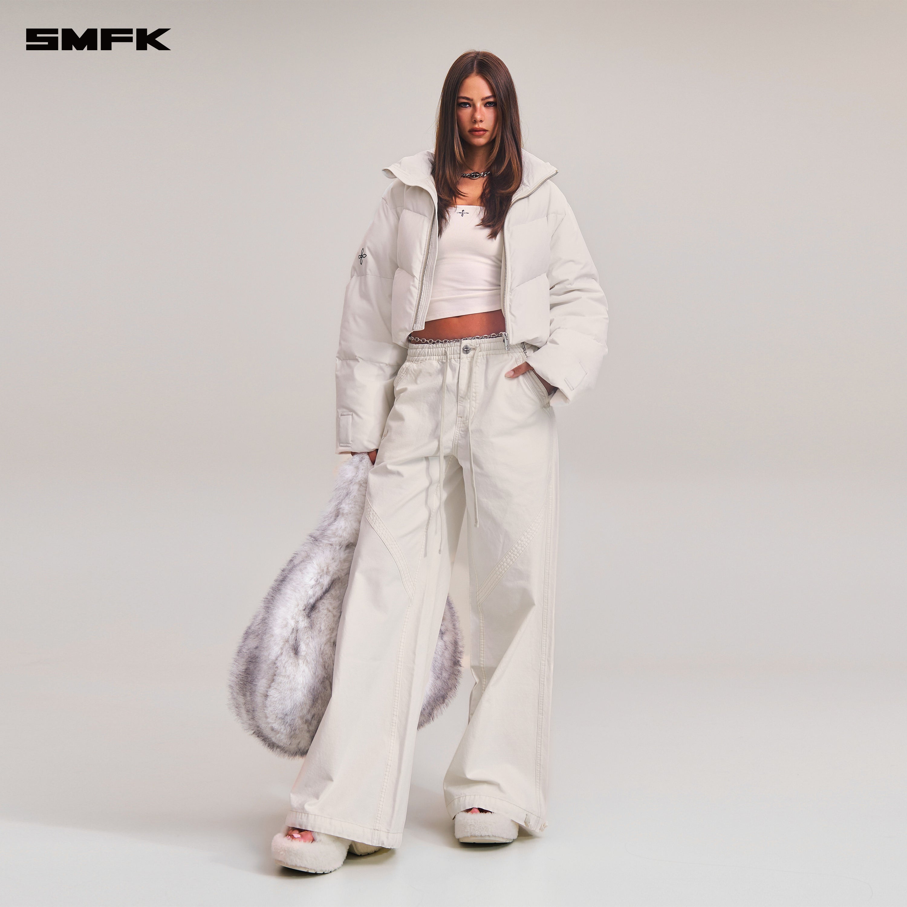 クロススタチュー ウィルダネス ハンティング ショートダウンジャケット スノーマウンテン ホワイト