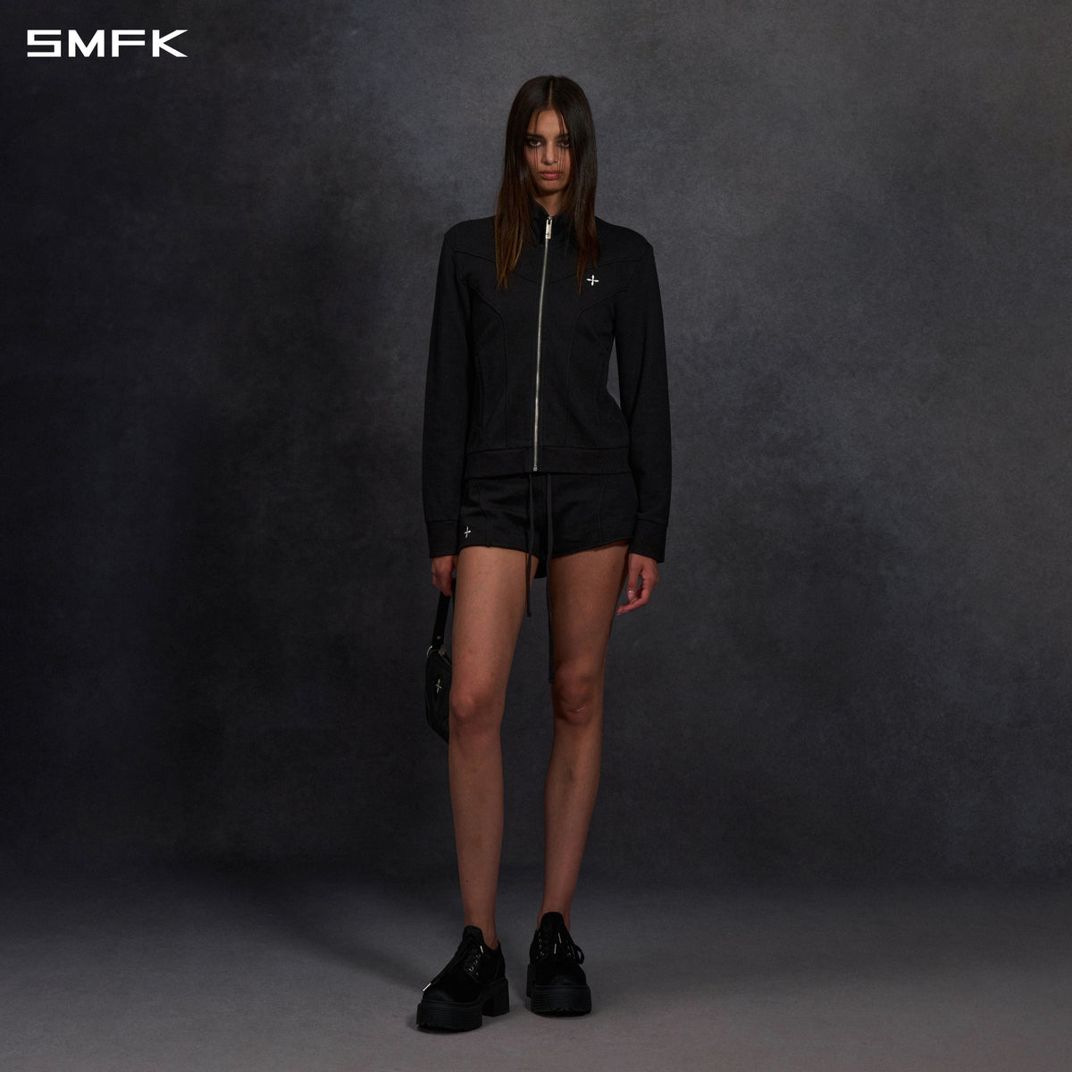 PERMANENT MODE SLIM SPORTS JACKET/COTTON WILD BLACK