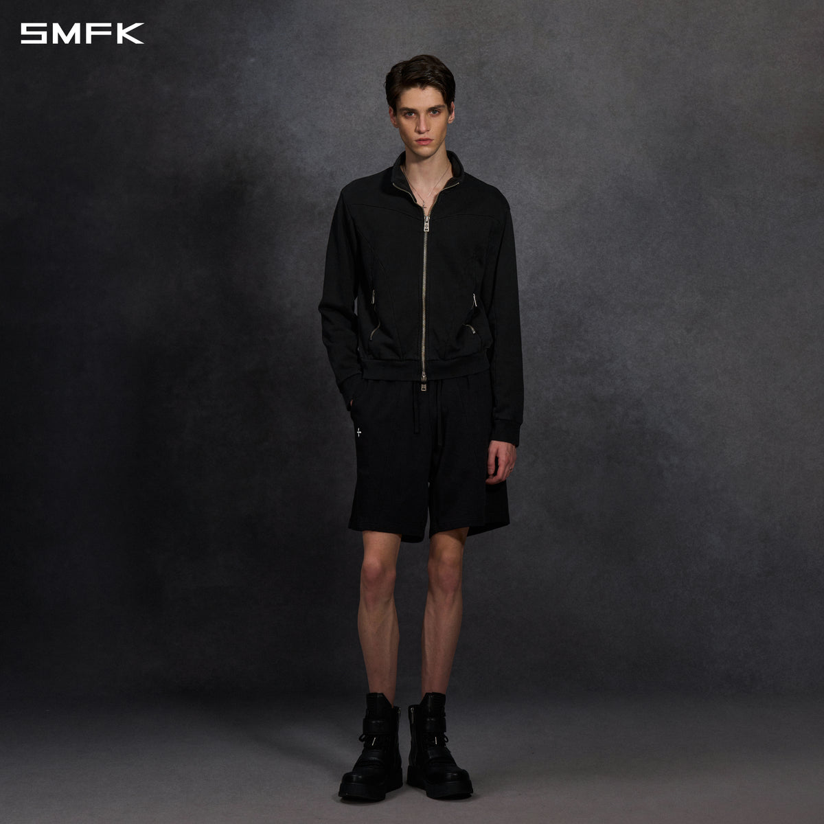 PERMANENT MODE LOOSE SPORTS JACKET- UNISEX/COTTON WILD BLACK