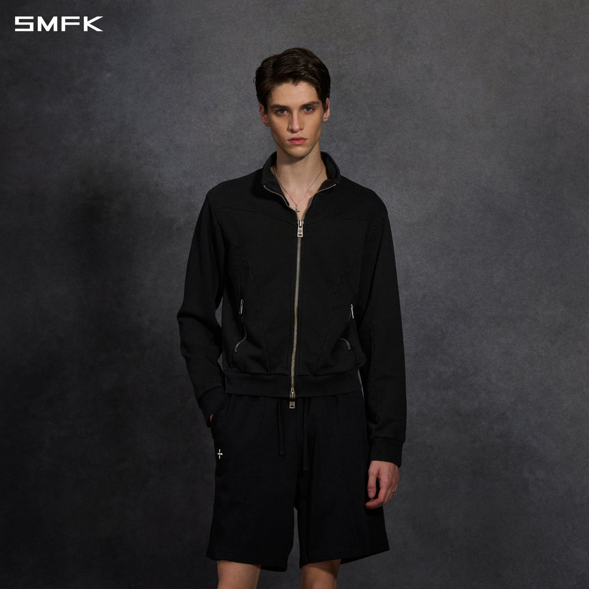 PERMANENT MODE LOOSE SPORTS JACKET- UNISEX/COTTON WILD BLACK