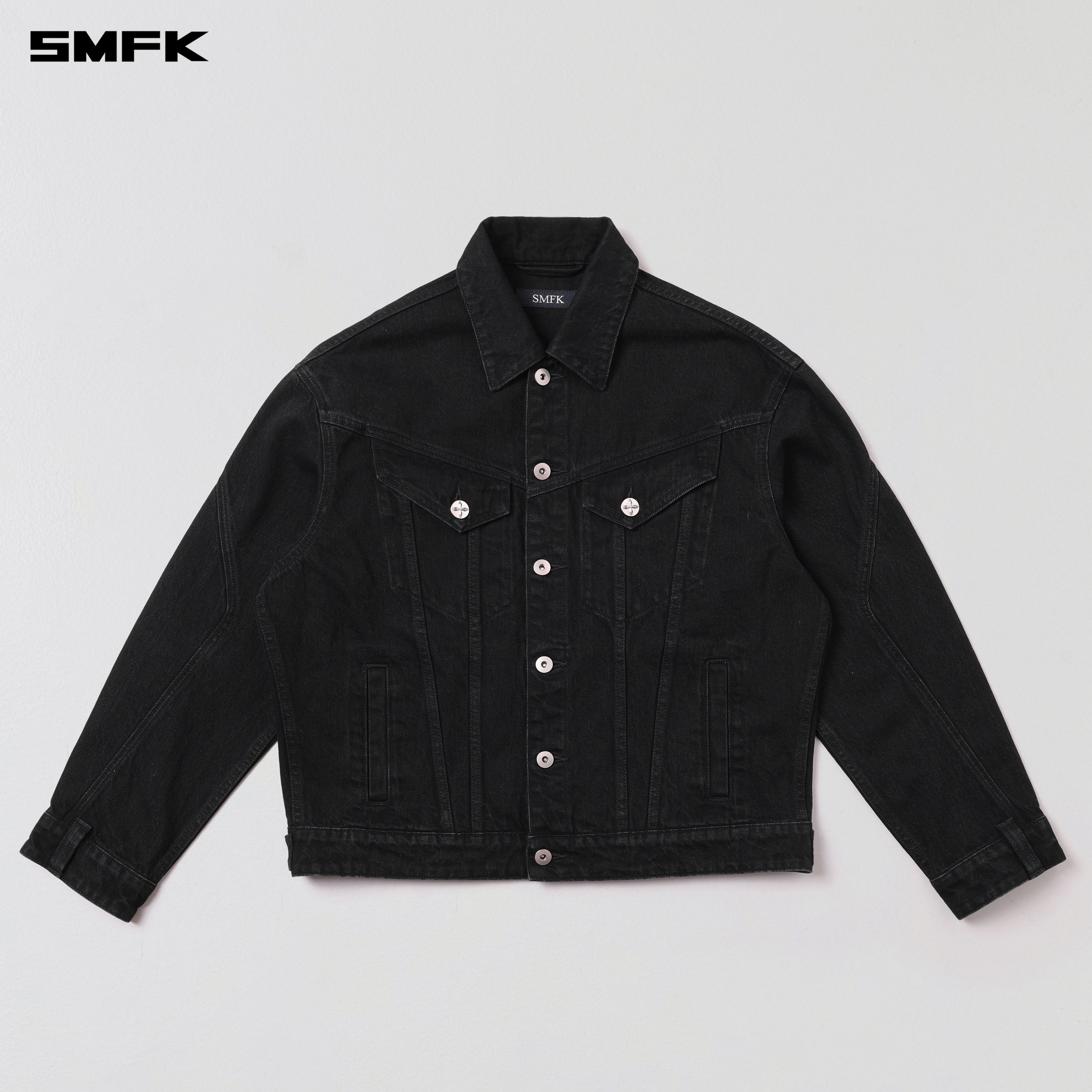 WILD MIRAGE LOOSE DENIM JACKET/COTTON WILD BLACK