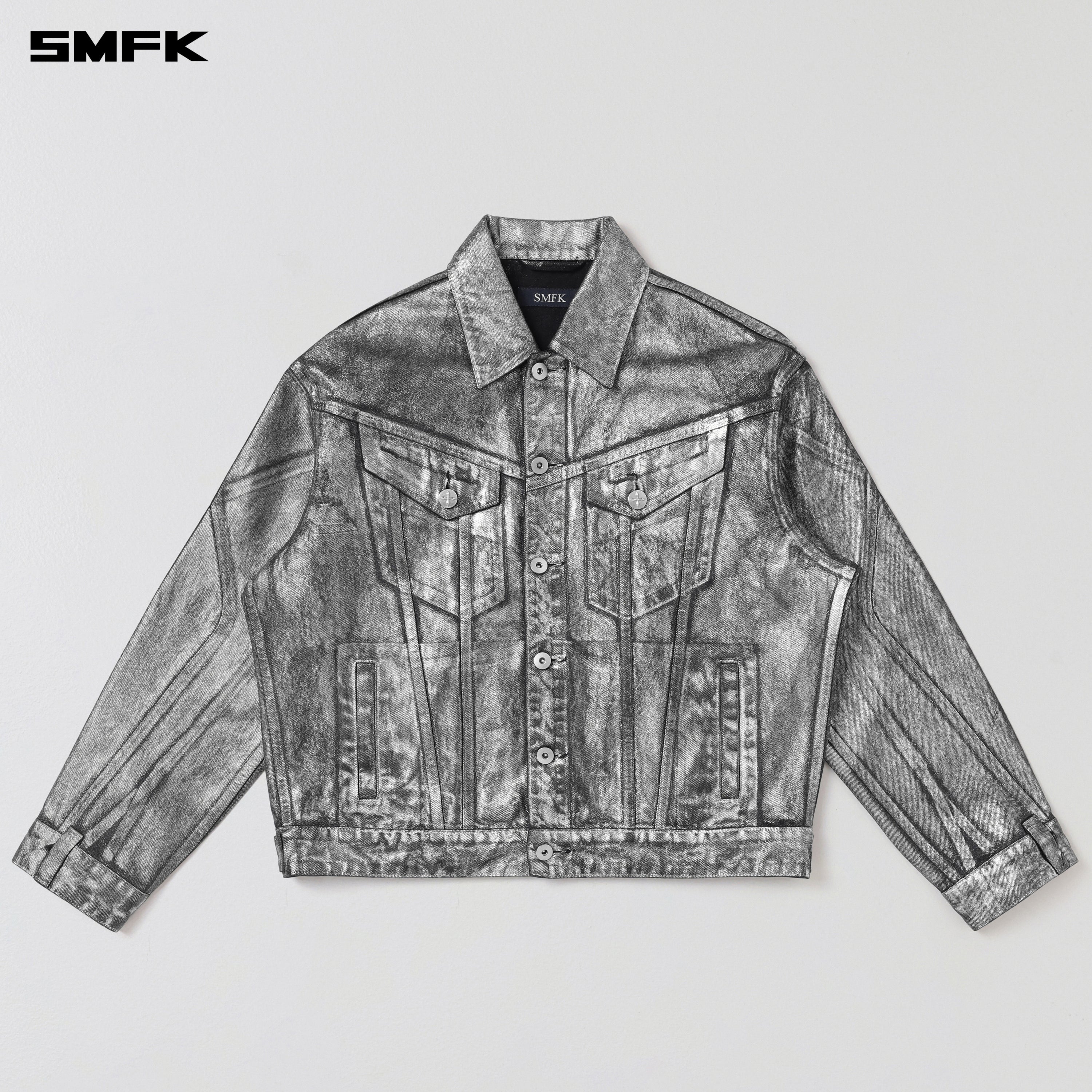 WILD MIRAGE LOOSE DENIM JACKET/COTTON SILVER NEBULA