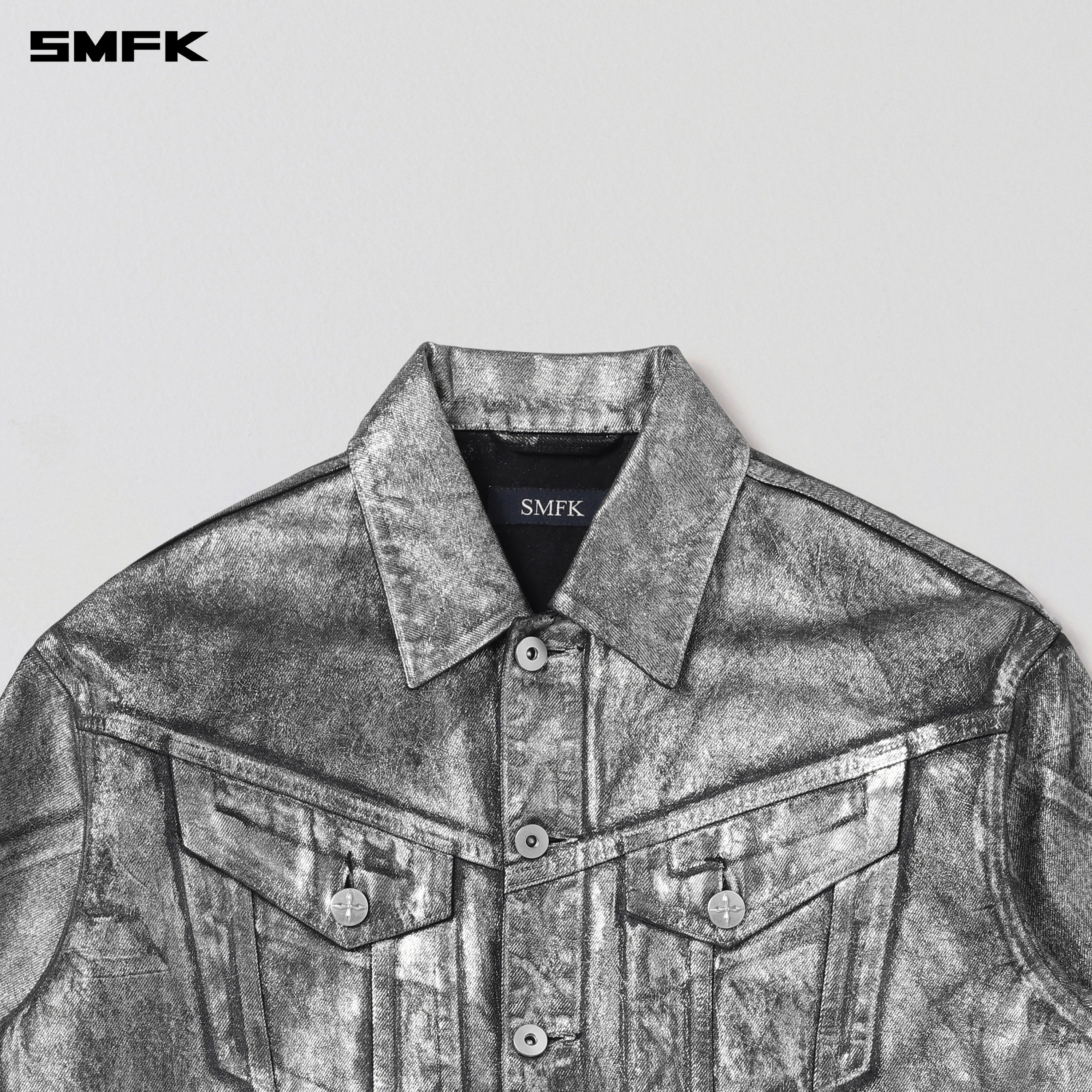 WILD MIRAGE LOOSE DENIM JACKET/COTTON SILVER NEBULA