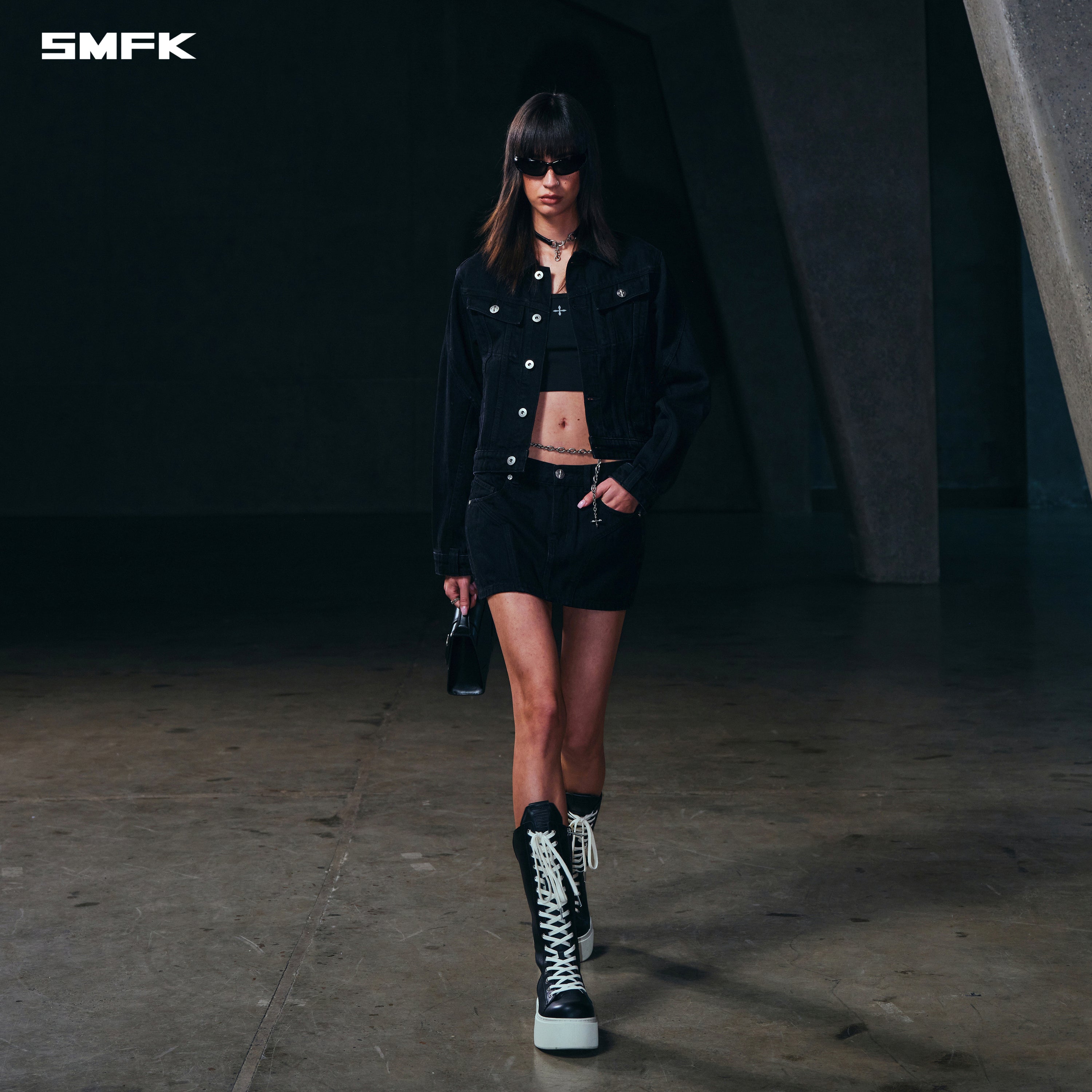 WILD MIRAGE SLIM DENIM JACKET/COTTON WILD BLACK