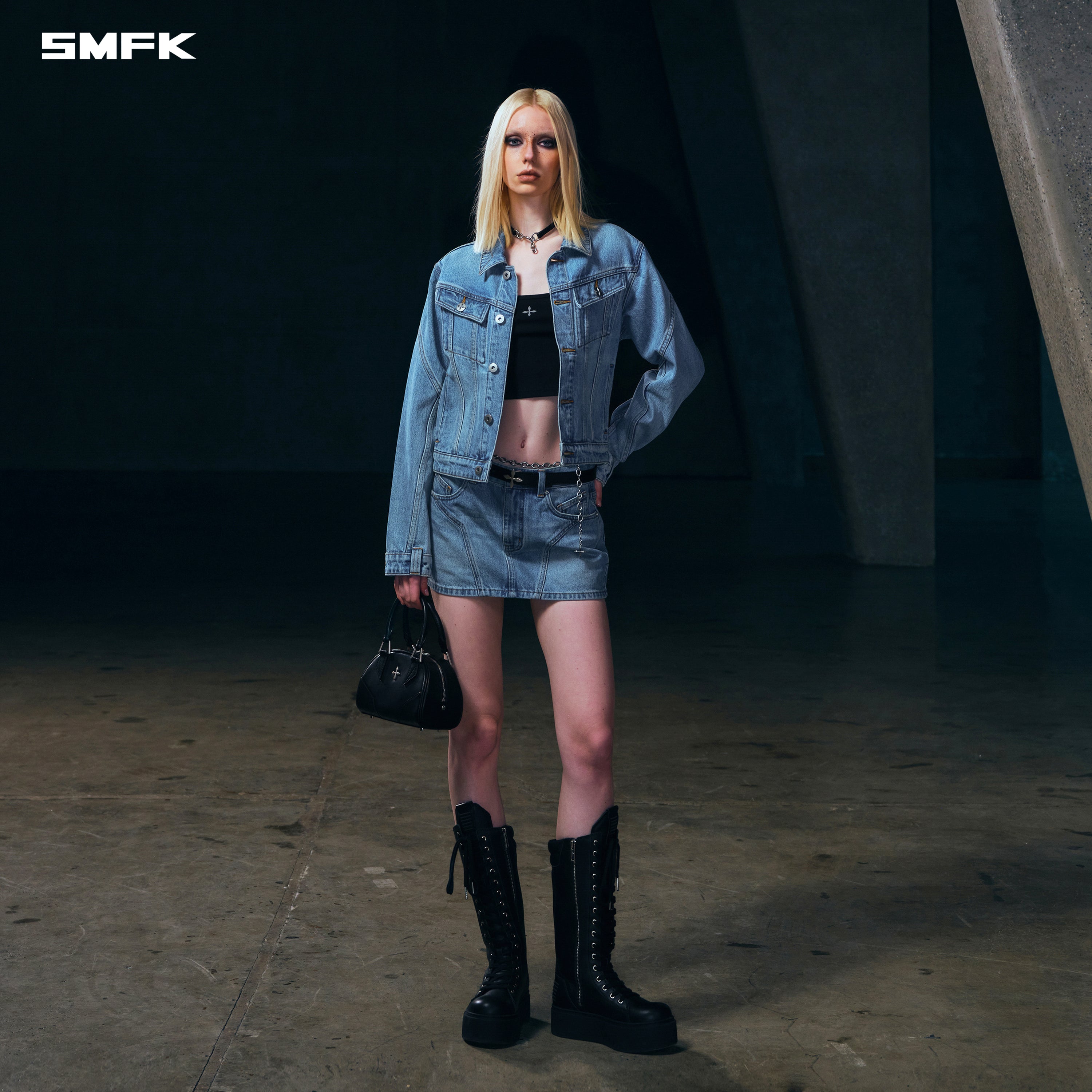 WILD MIRAGE SLIM DENIM JACKET/COTTON WILD BLUE