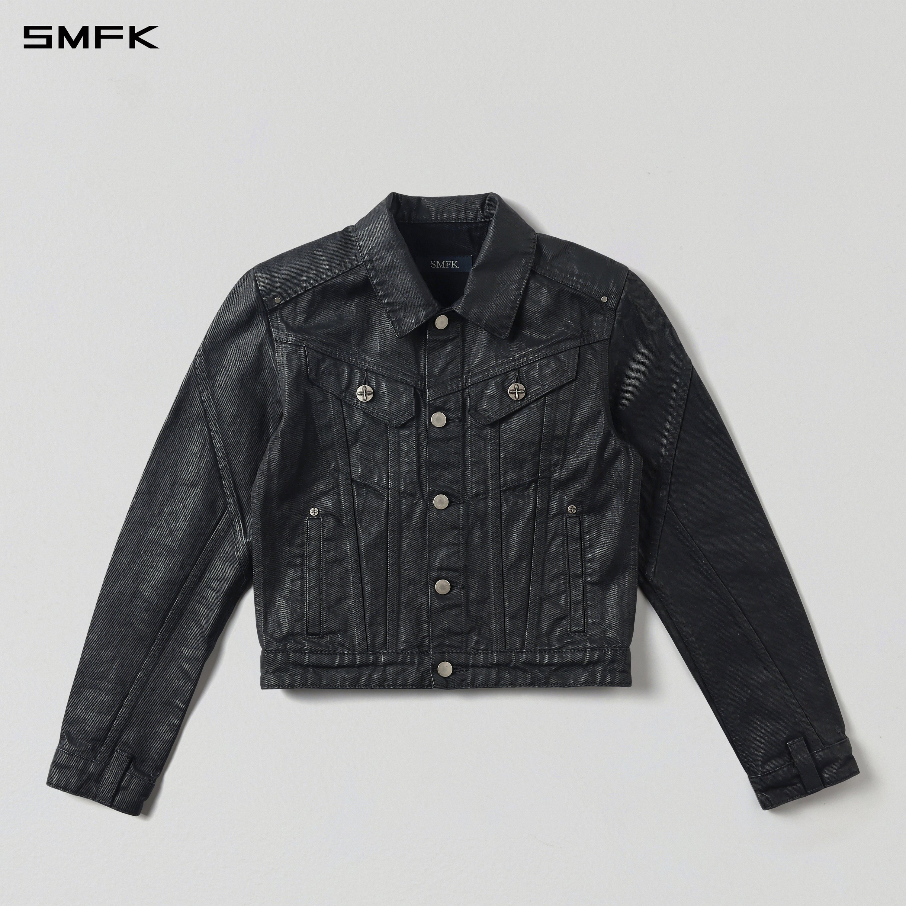 WILD MIRAGE HANDCRAFT SLIM DENIM JACKET/DENIM COTTON/W INK BLACK
