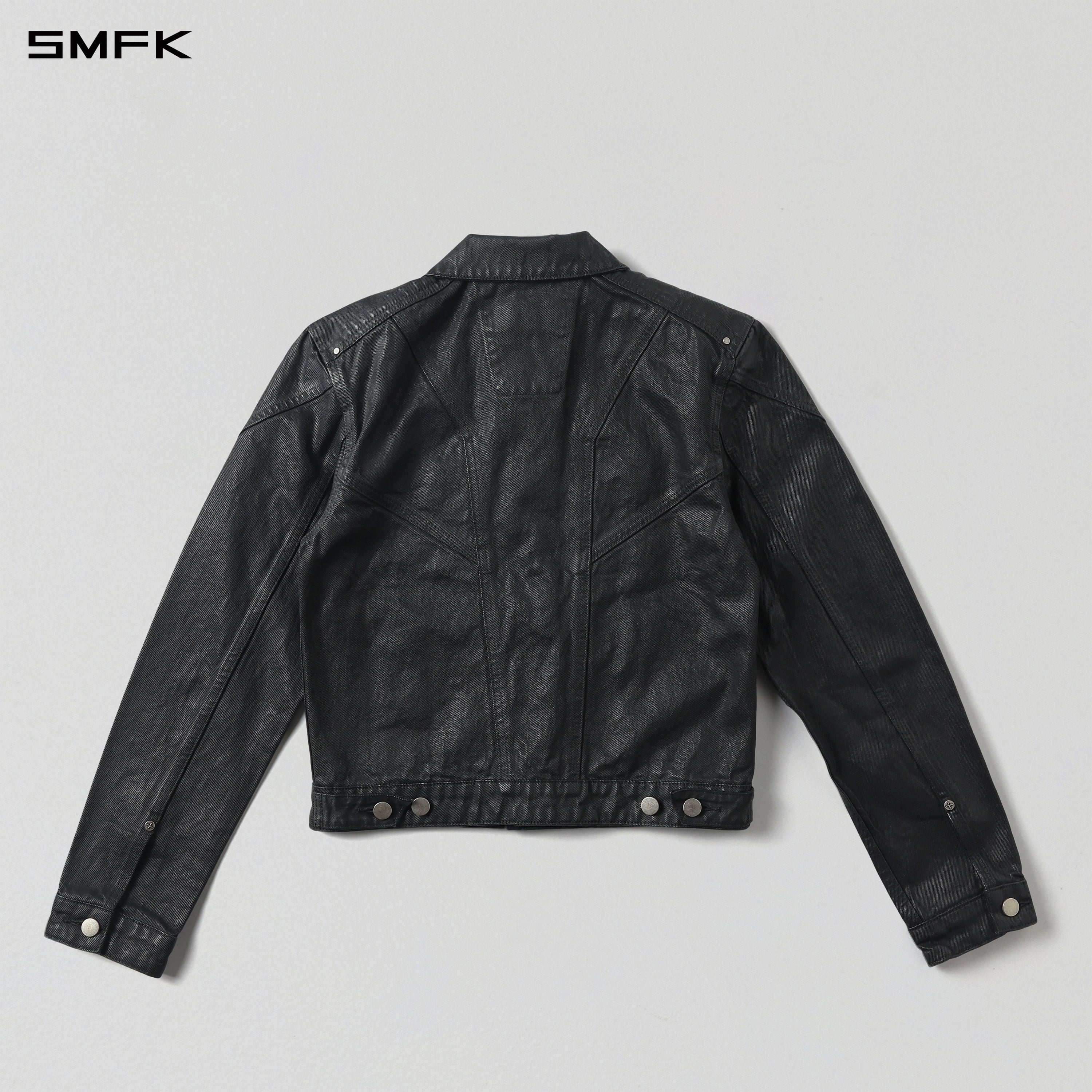 WILD MIRAGE HANDCRAFT SLIM DENIM JACKET/DENIM COTTON/W INK BLACK