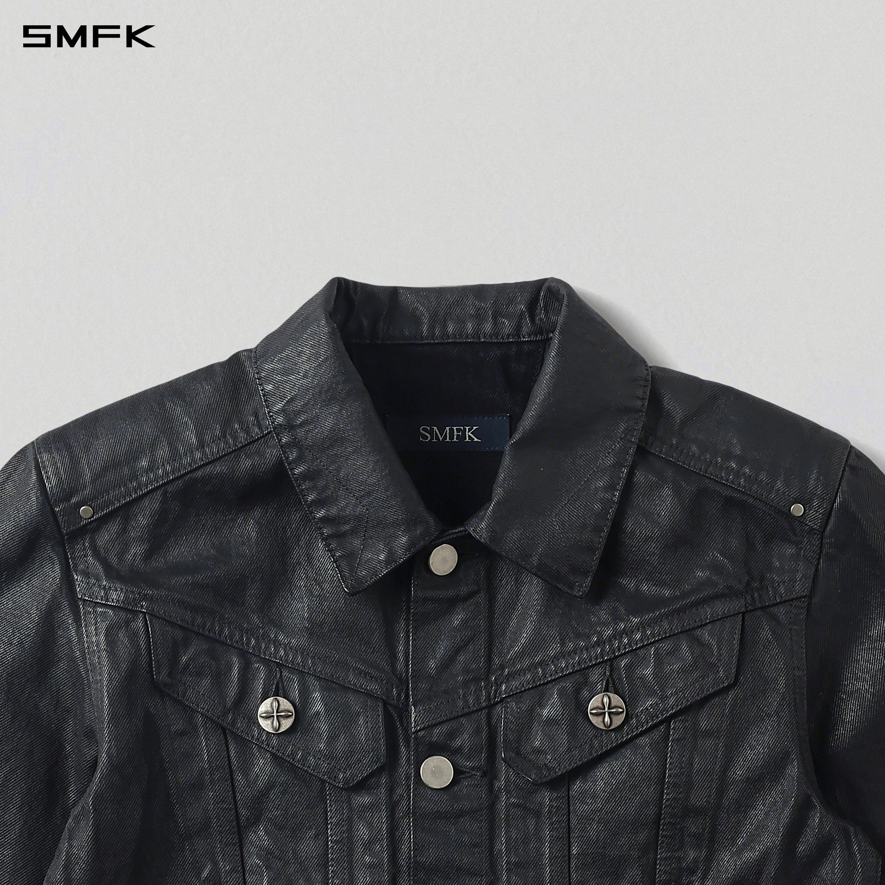 WILD MIRAGE HANDCRAFT SLIM DENIM JACKET/DENIM COTTON/W INK BLACK