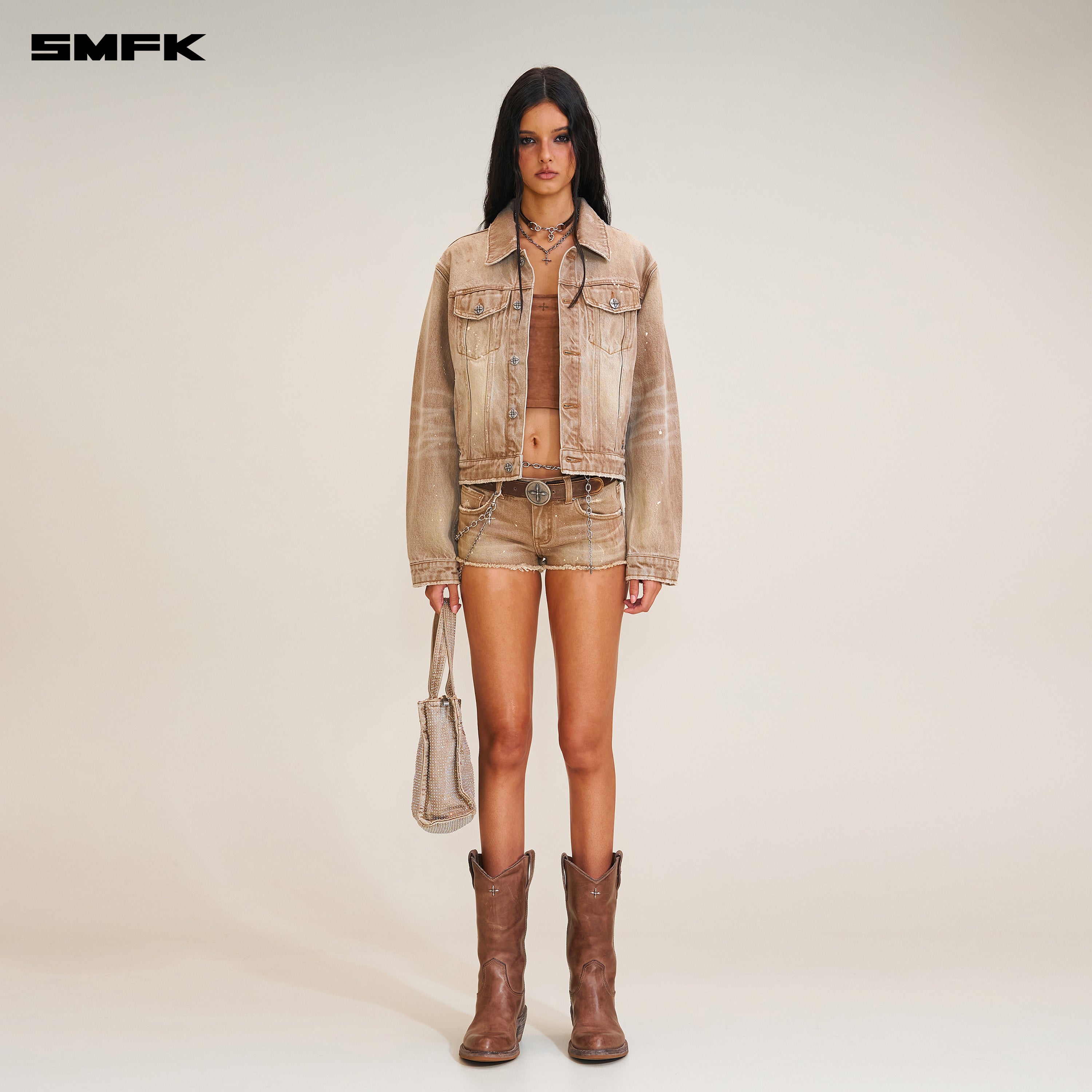 RAGE WILD HANDCRAFT DENIM JACKET WILD COWBOY BROWN